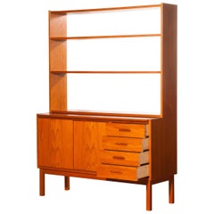 1960s, Teak Book Case with Slidable Writing / Working Space from Sweden