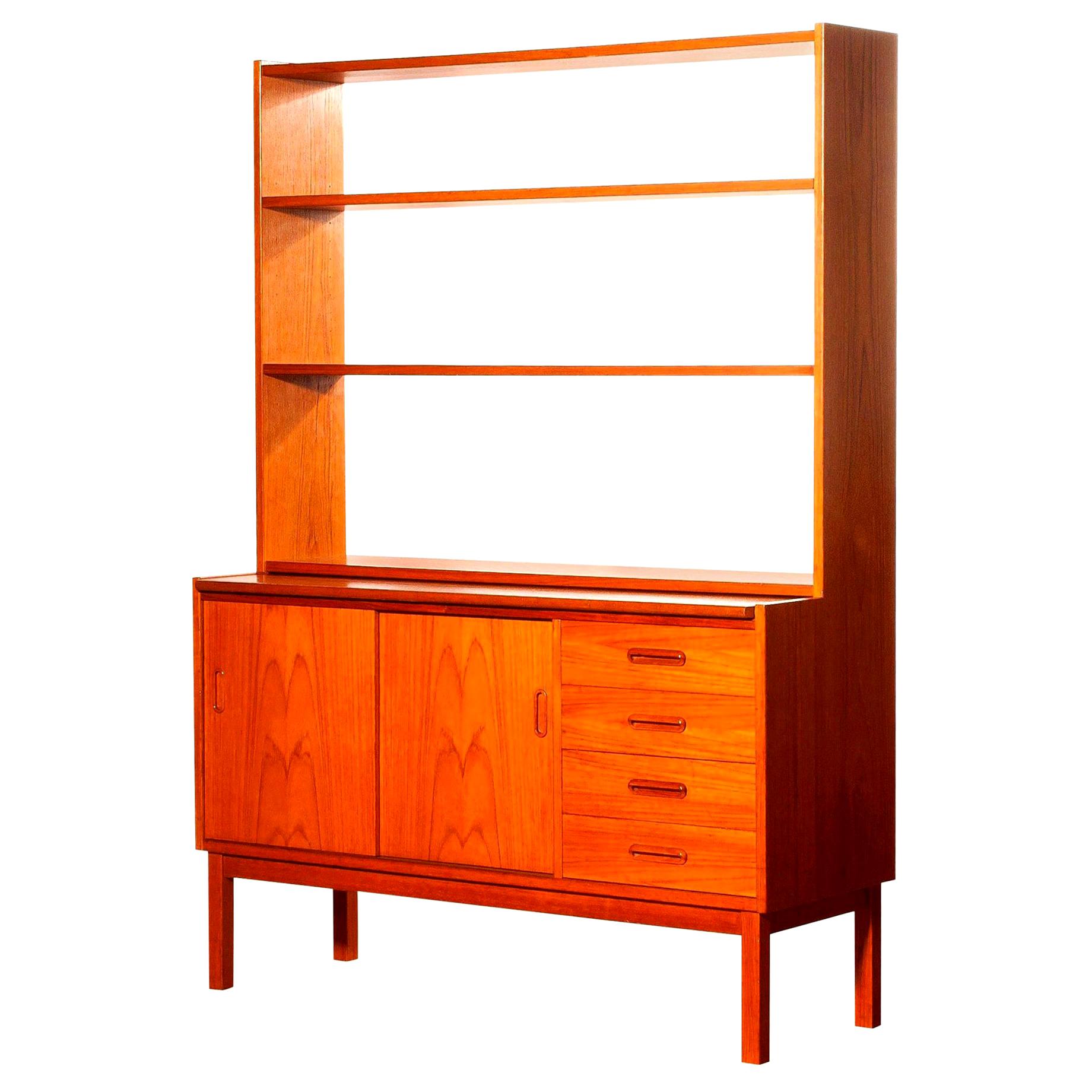 Swedish 1960s, Teak Bookcase with Slid Able Writing or Working Space from Sweden