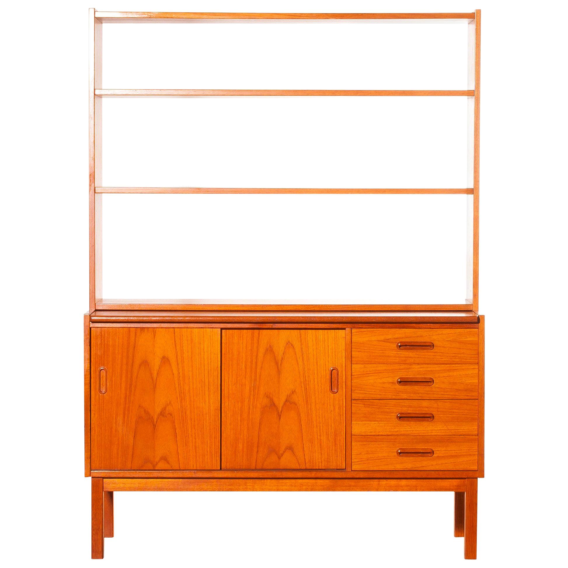 Mid-20th Century 1960s, Teak Bookcase with Slid Able Writing or Working Space from Sweden
