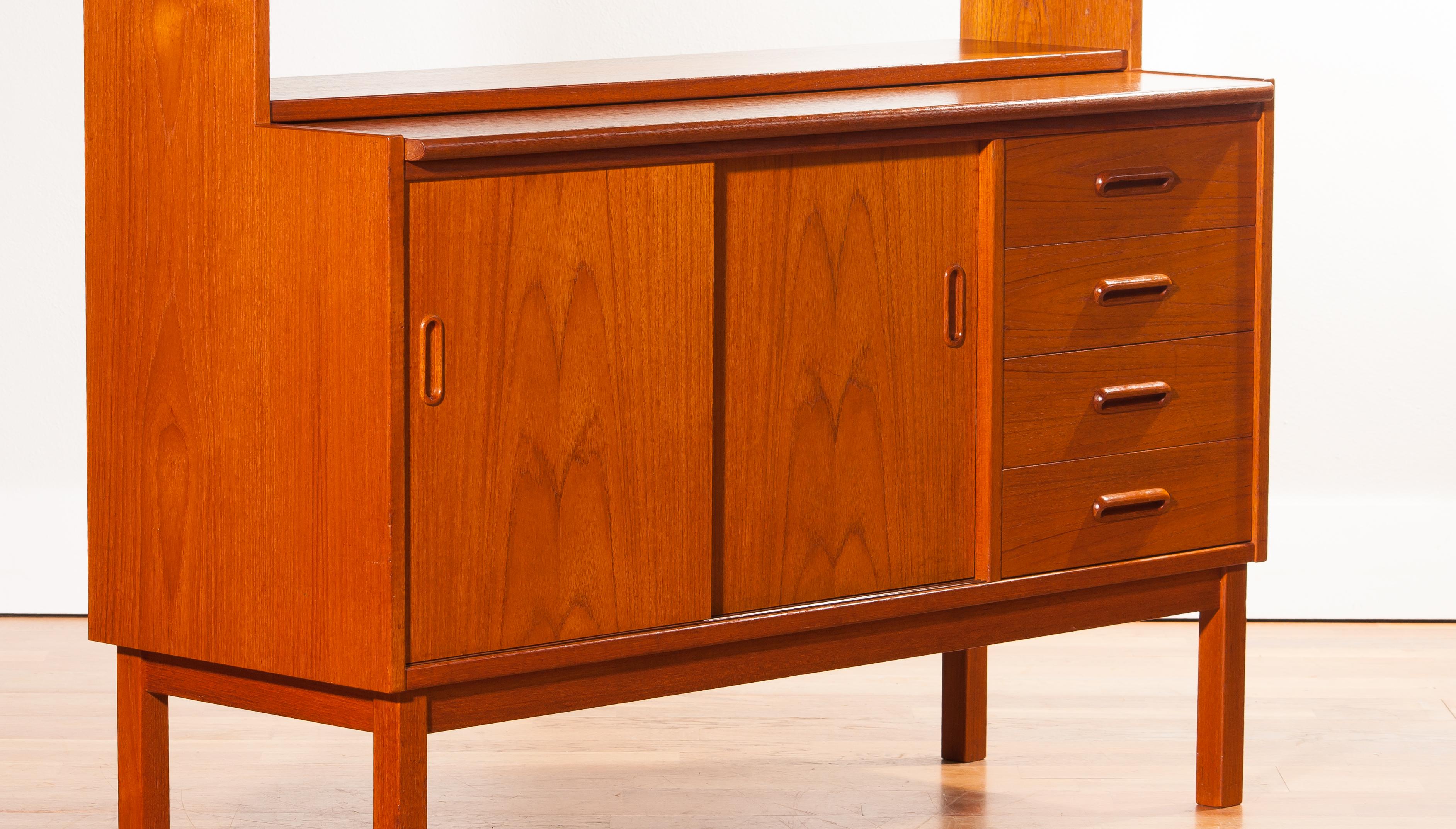 1960s, Teak Bookcase with Slidable Writing or Working Space from Sweden 3