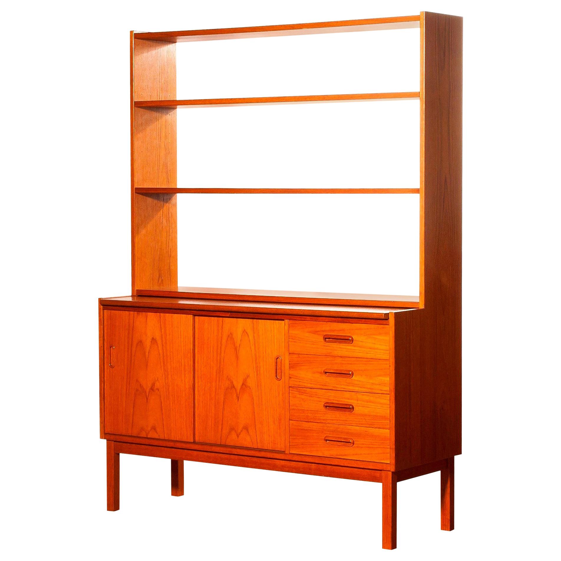 1960s, Teak Bookcase with Slidable Writing or Working Space from Sweden