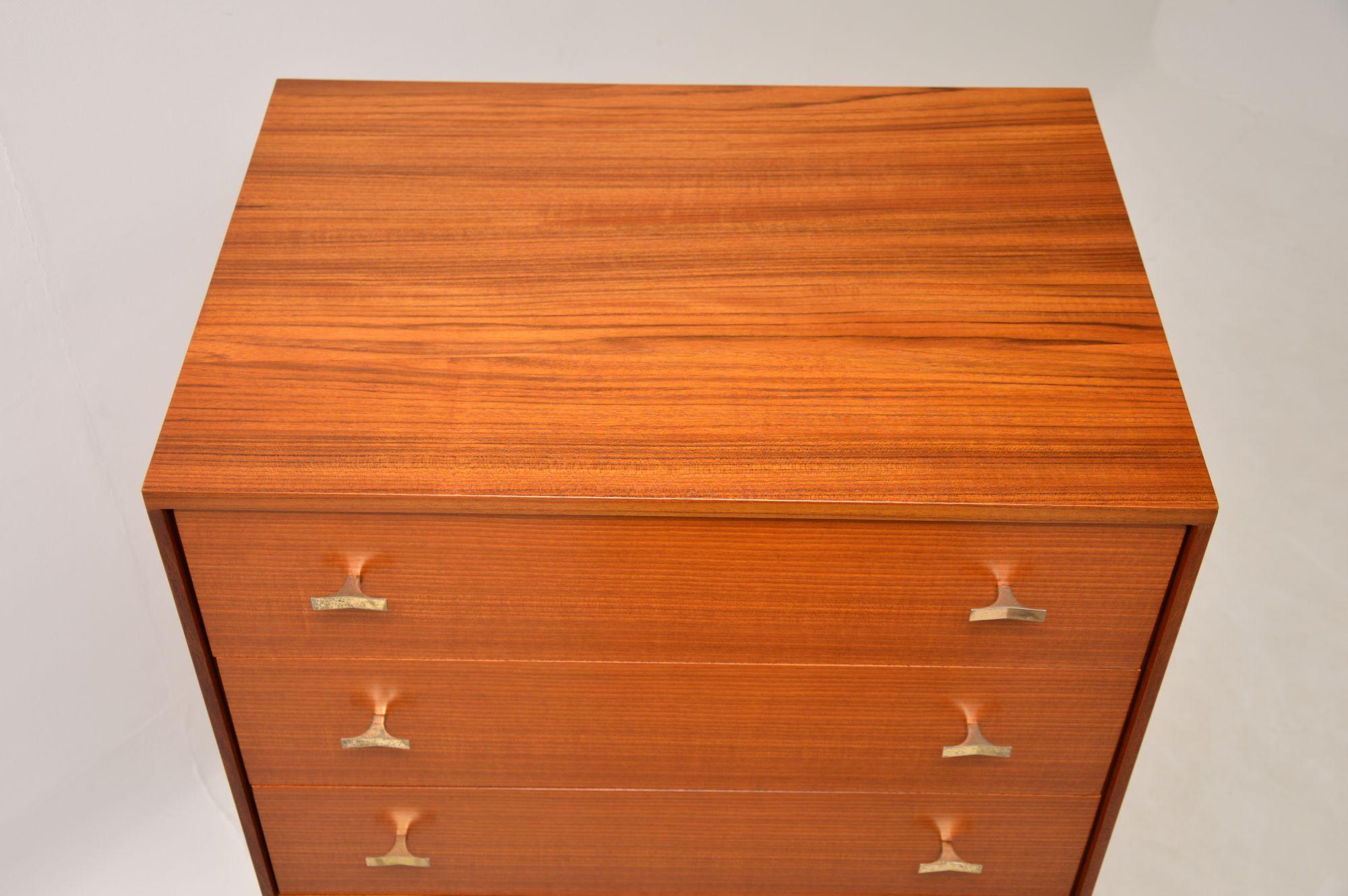1960's Teak & Brass Tallboy Chest of Drawers In Good Condition In London, GB