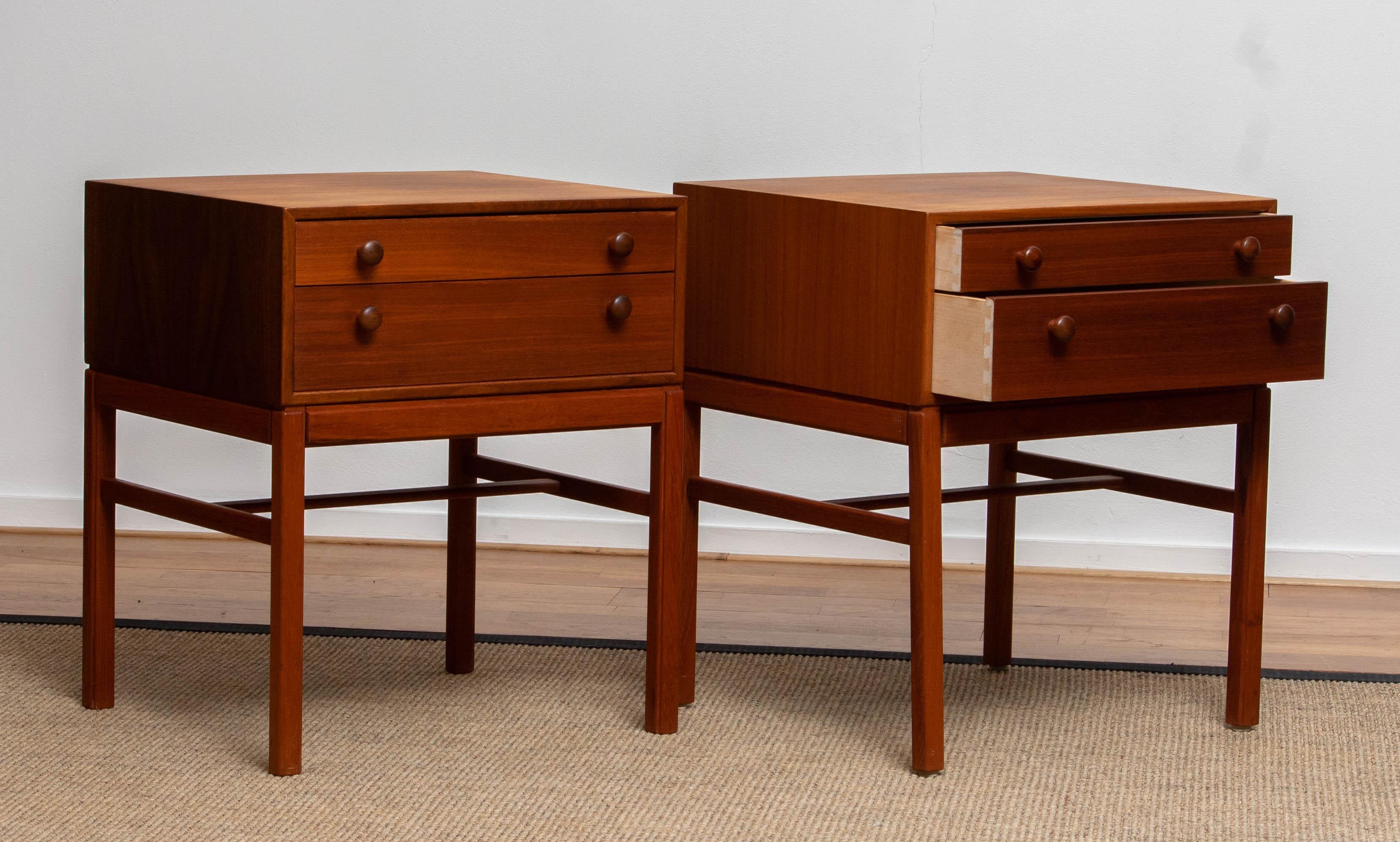 Mid-20th Century 1960s Teak Casino Nightstands, Side Tables by Engström & Myrstrand, Tingströms
