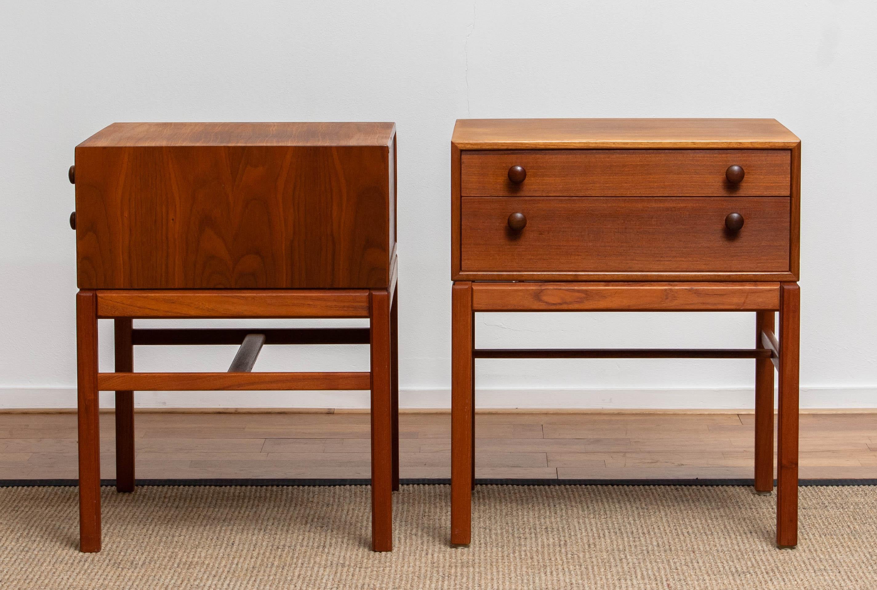 Scandinavian Modern 1960s Teak Casino Nightstands, Side Tables by Engström & Myrstrand, Tingströms