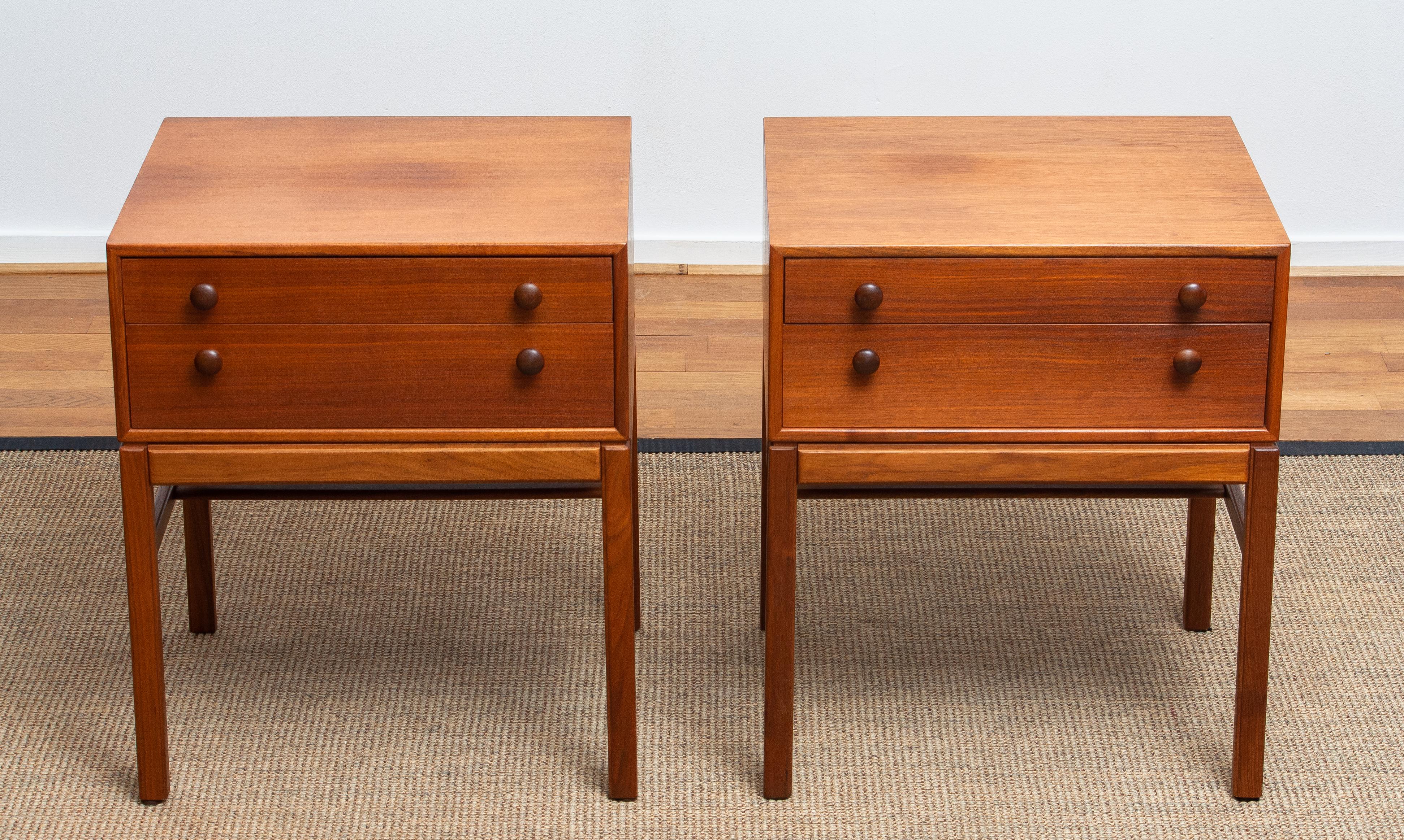 1960s, Teak Casino Nightstands, Side Tables by Engström & Myrstrand, Tingströms In Good Condition In Silvolde, Gelderland