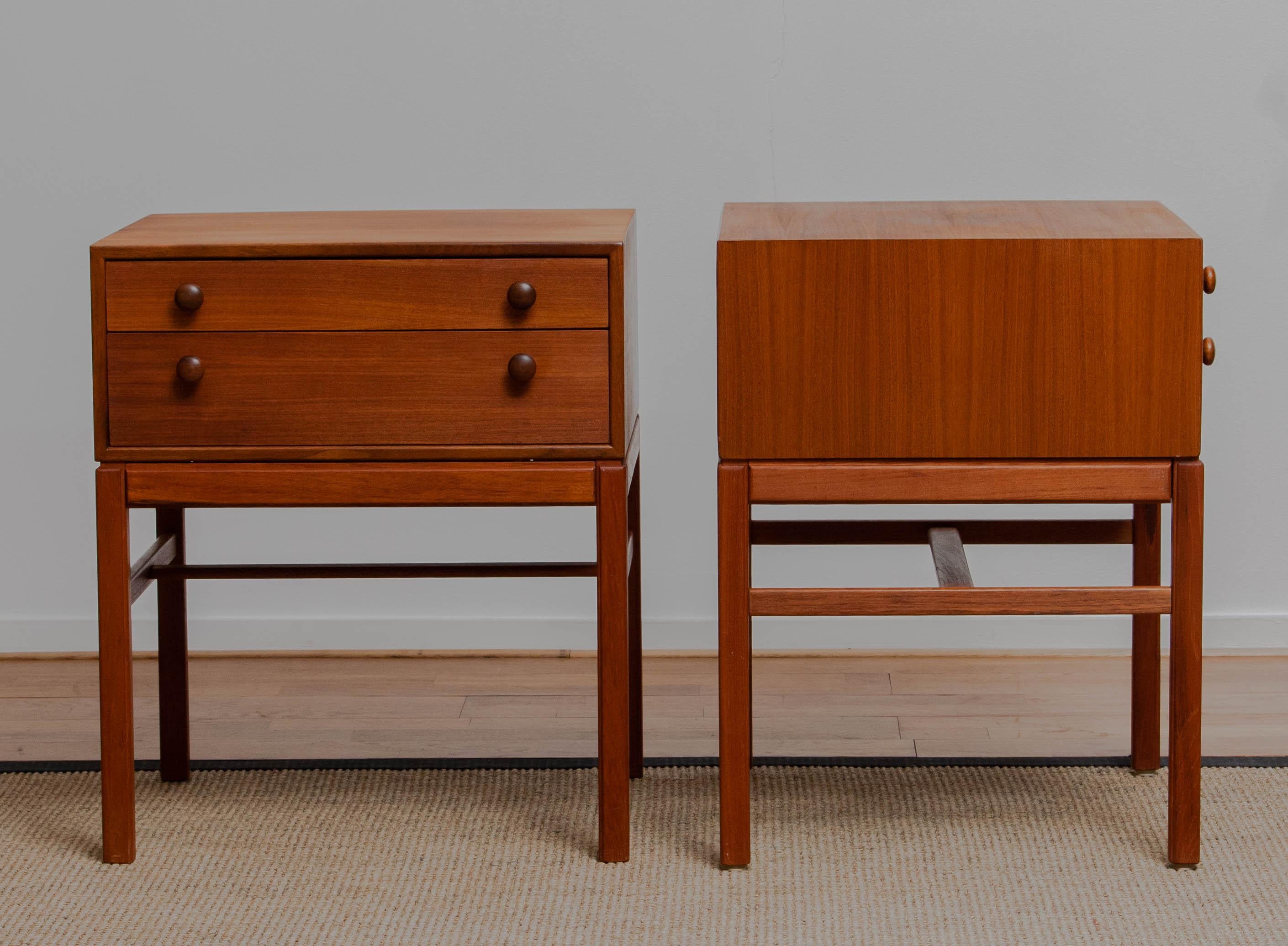 1960s Teak Casino Nightstands, Side Tables by Engström & Myrstrand, Tingströms In Good Condition In Silvolde, Gelderland