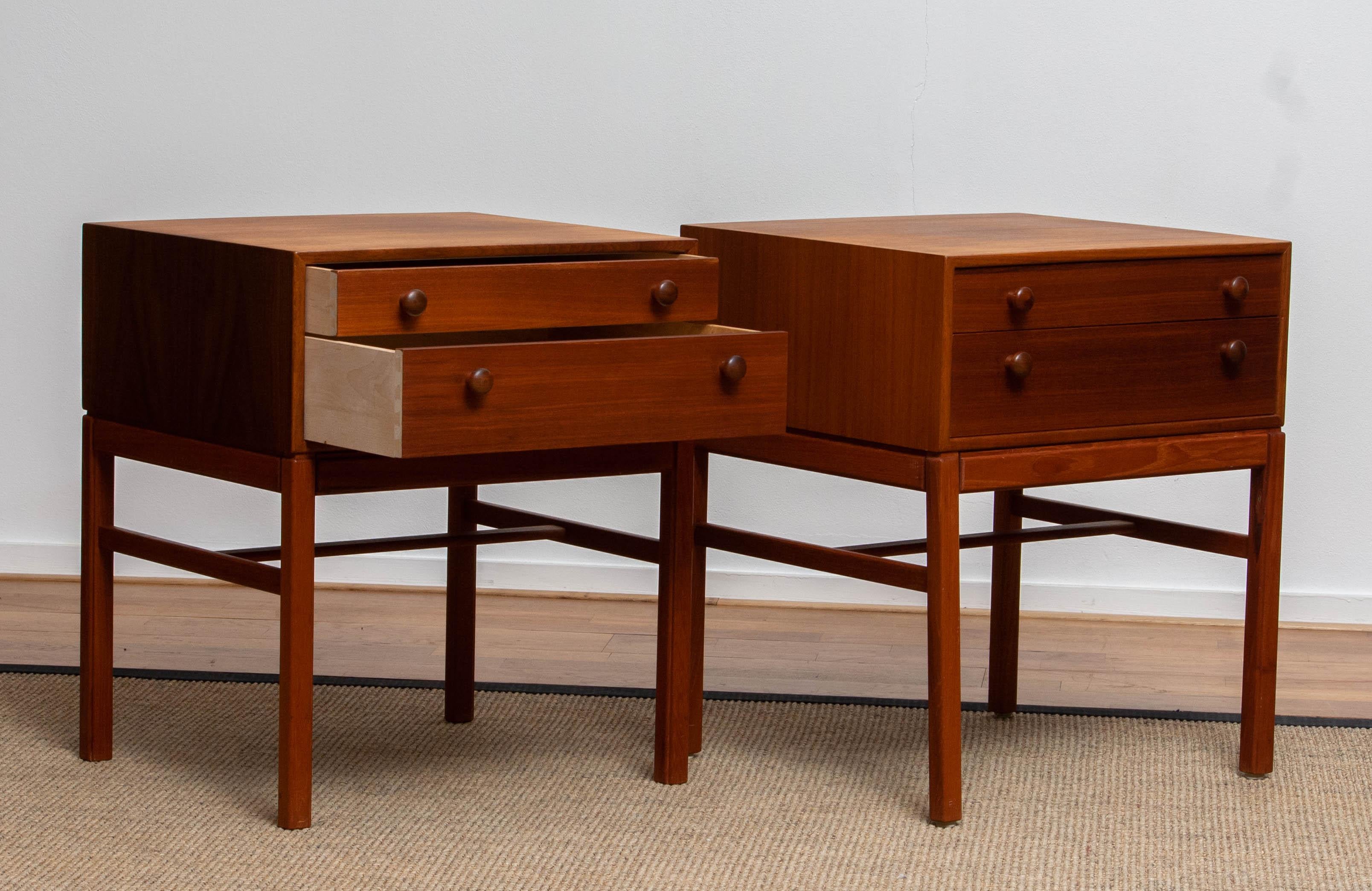 Beech 1960s, Teak Casino Nightstands, Side Tables by Engström & Myrstrand, Tingströms