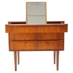 1960s Teak Chest of Drawers with Mirror, Denmark