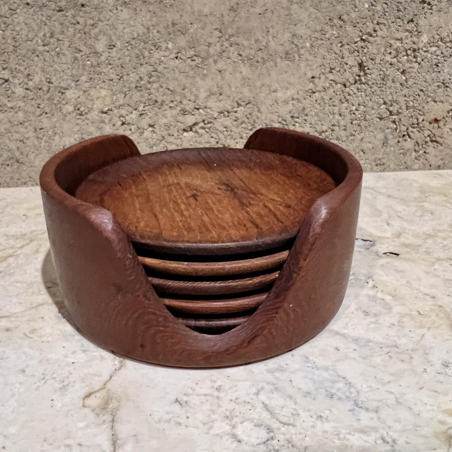 Danish 1960s Teak Coaster Set of Five Barware Denmark