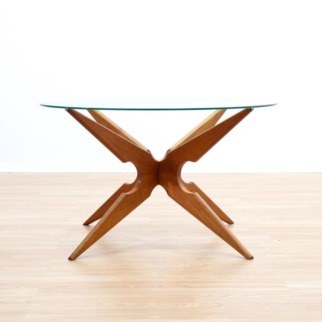 Verre Table basse en teck des années 1960 par Vladimir Kagan pour AM Mobler en vente