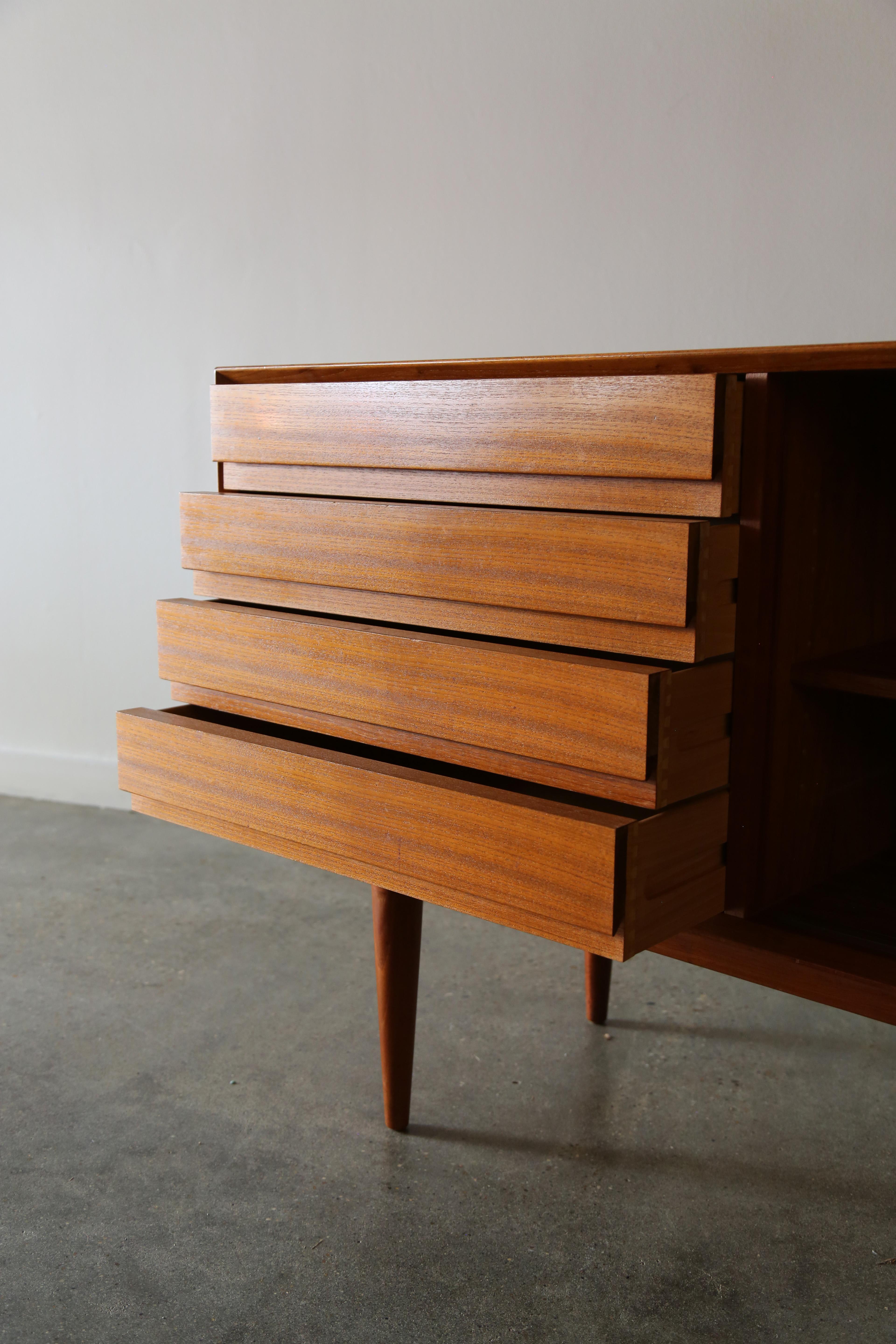 1960s Teak Credenza Designed by Gunni Omann Model 18 Danish Modern In Good Condition In Virginia Beach, VA