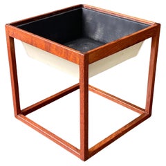 1960 Teca Danesa Cubo Jardinera Plato Kjersgaard Vintage Mediados de Siglo