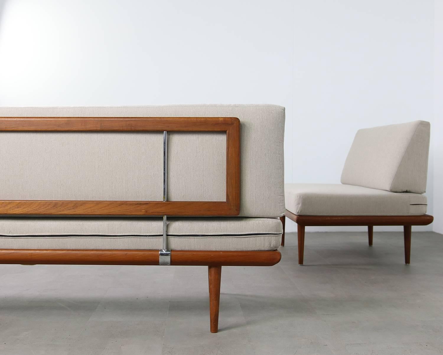 1960s Teak Daybed Sofa Set Peter Hvidt Minerva Danish Modern Design In Excellent Condition In Hamminkeln, DE