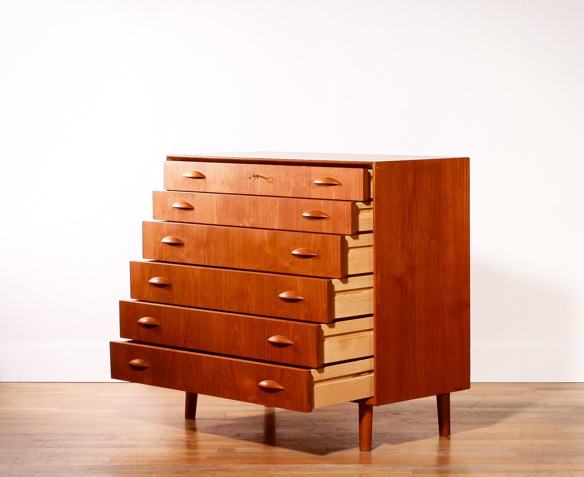 1960s, Teak Drawers Cabinet by Johannes Sorth In Excellent Condition In Silvolde, Gelderland