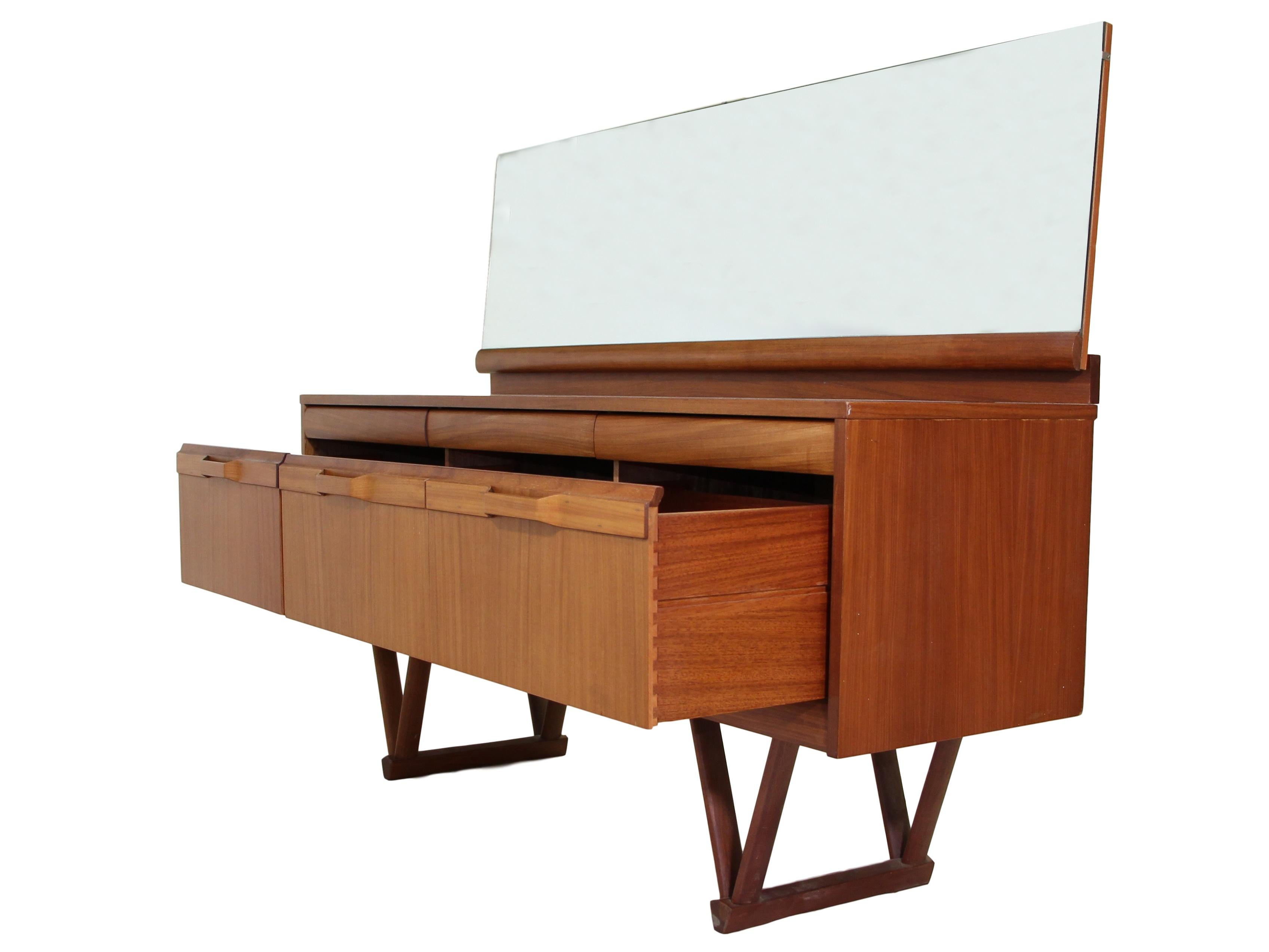 English 1960s Teak Dresser or Credenza with Mirror For Sale