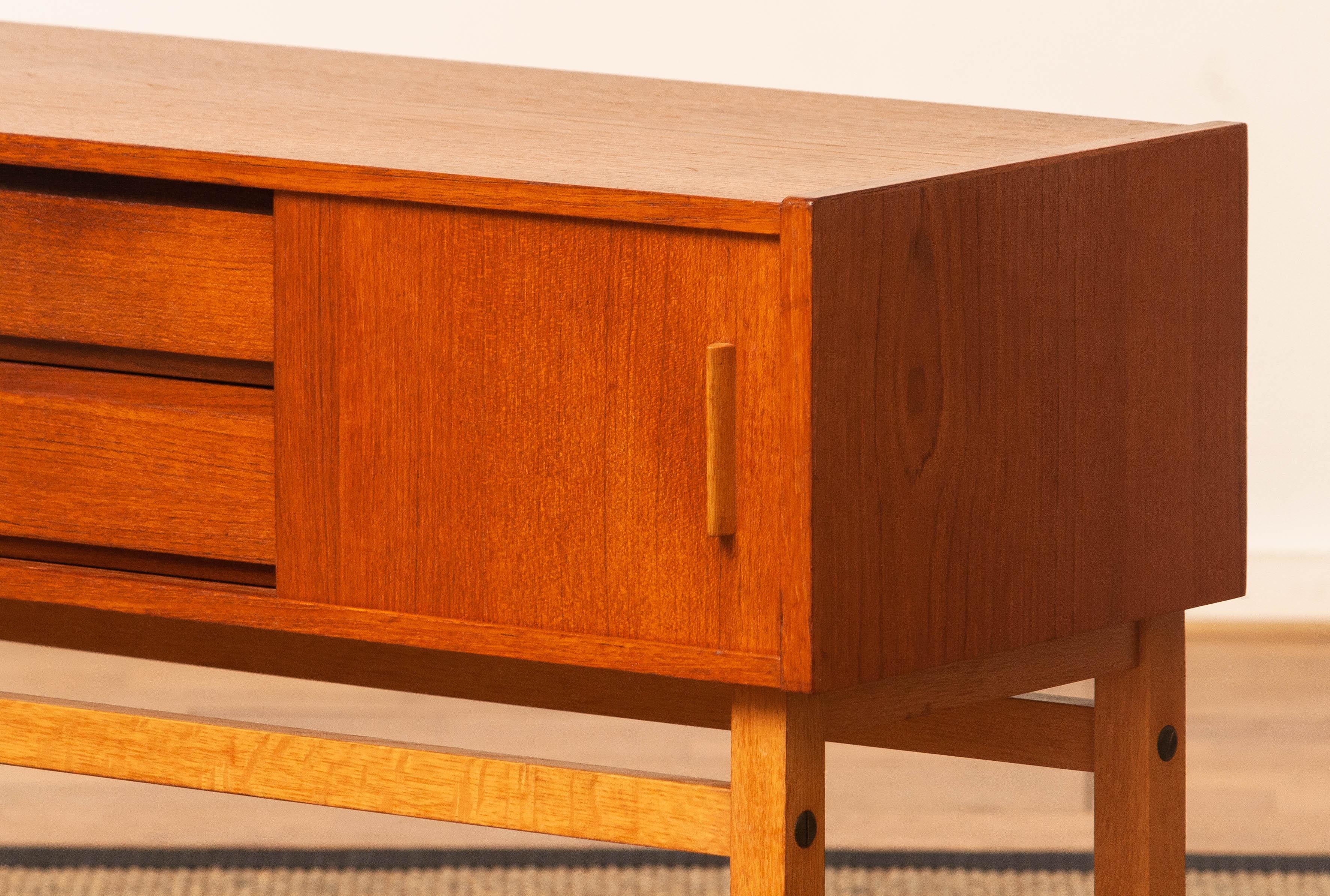 1960s Teak Cabinet / Credenzas / Console With Drawers And Sliding Doors. Sweden. For Sale 3