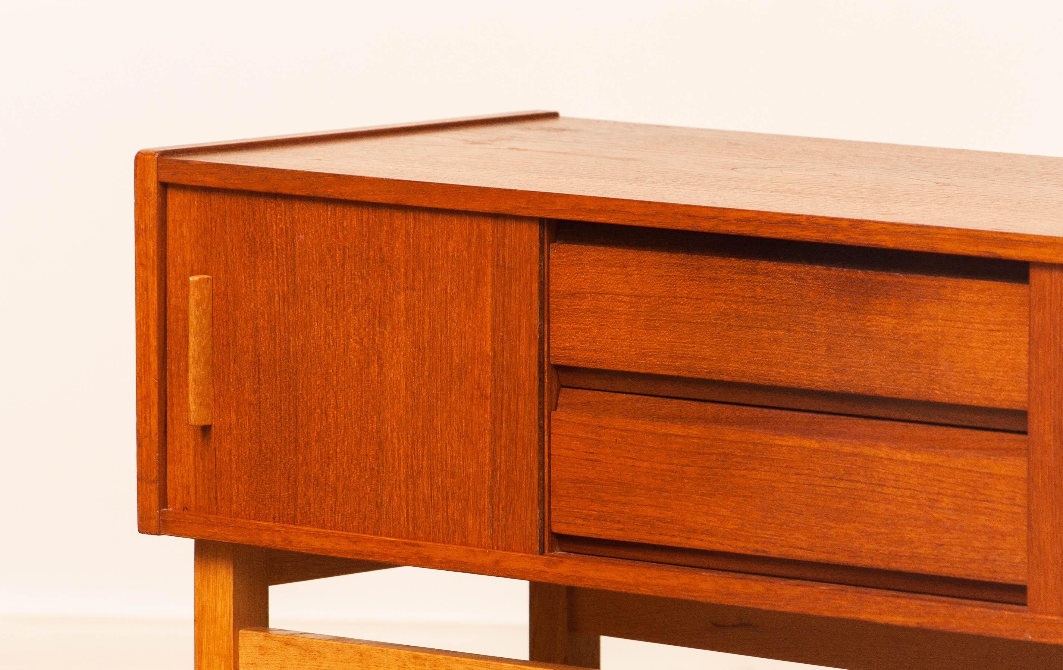 1960s Teak Cabinet / Credenzas / Console With Drawers And Sliding Doors. Sweden. For Sale 2