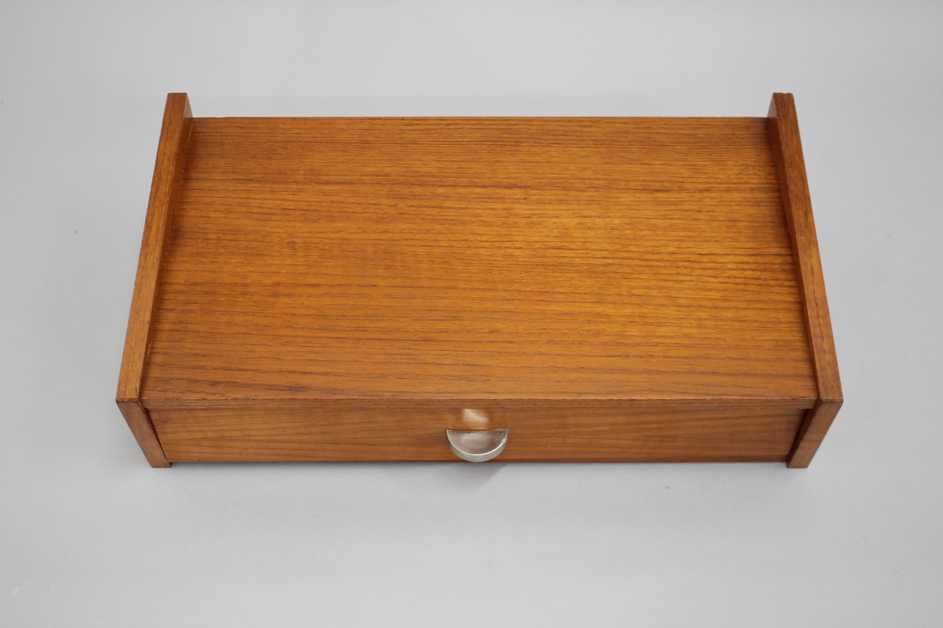 1960s Teak Floating Wall Shelf with Drawer, Denmark In Good Condition In Praha, CZ