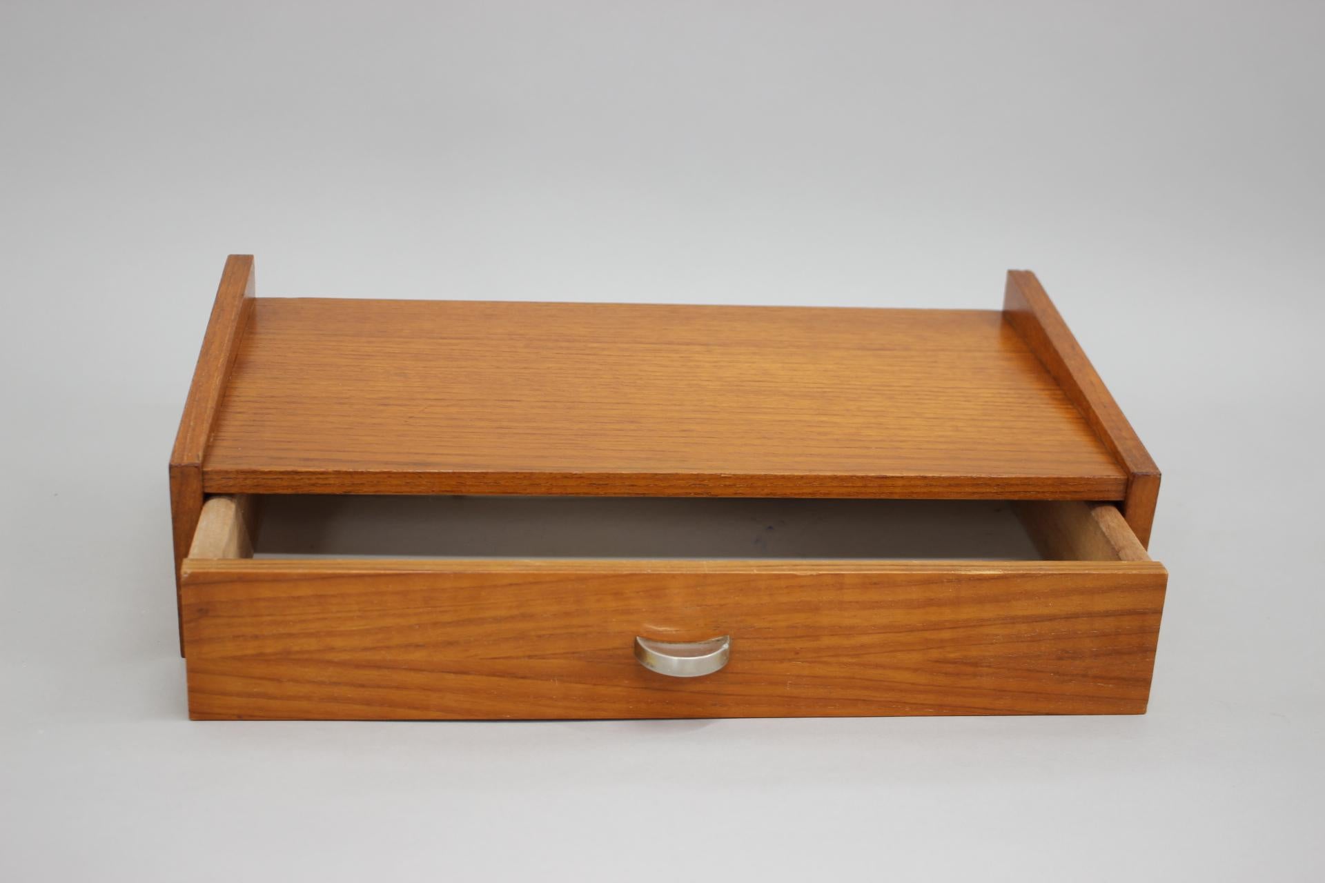 Mid-20th Century 1960s Teak Floating Wall Shelf with Drawer, Denmark