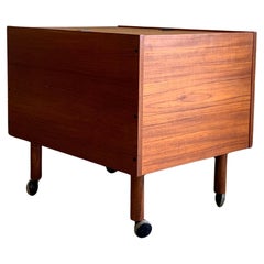 1960s Teak Fold-Out Bar Cabinet on Casters