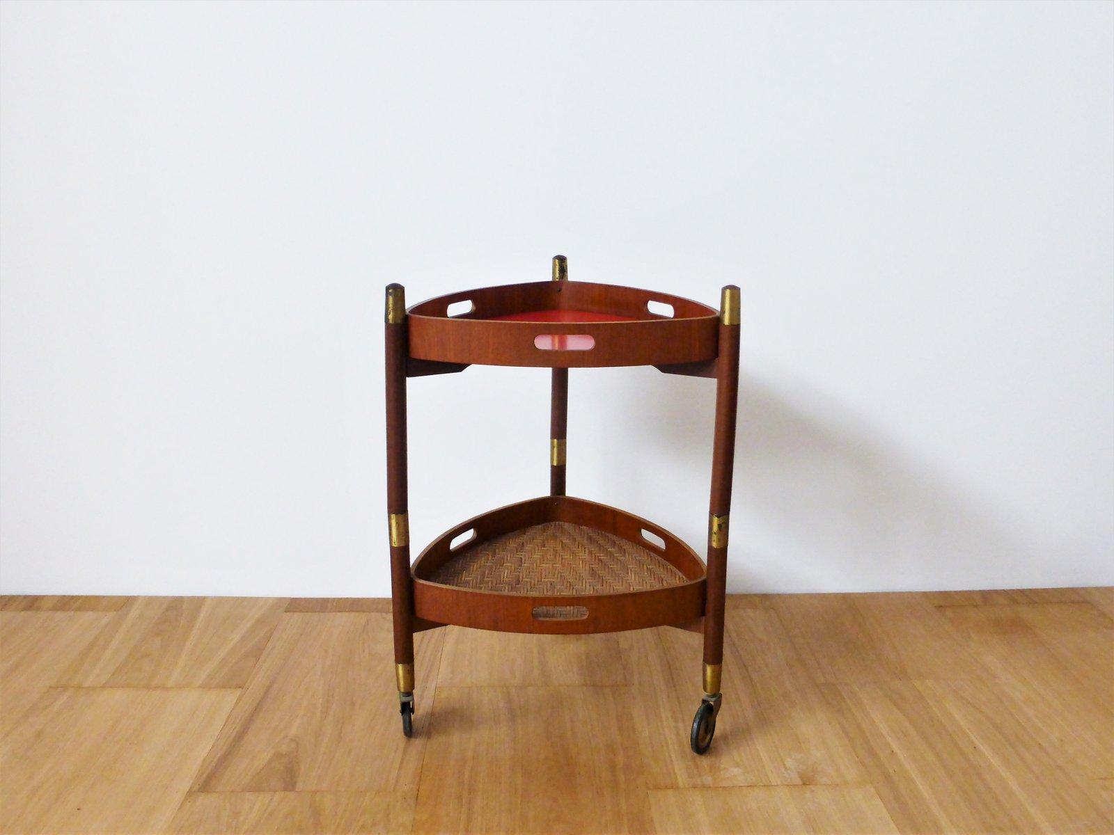 mesa baja de teca, fórmica, mimbre y latón de los años 60 - Elegancia de mediados de siglo en venta 6