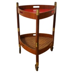 1960s Teak, Formica, Wicker, and Brass Coffee Table – Mid-Century Elegance