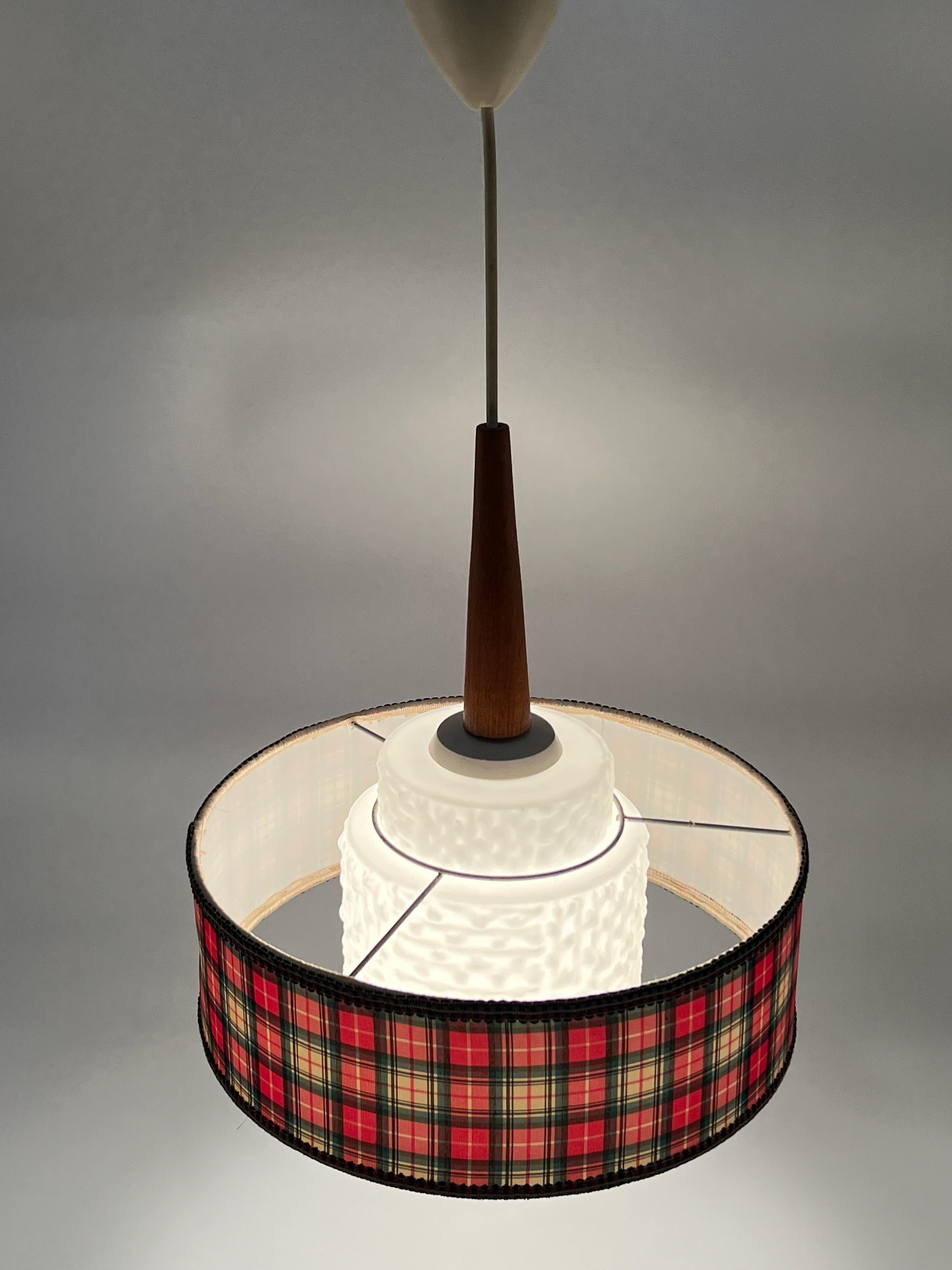 Lampe suspendue scandinave design en teck et verre des années 1960, Suède en vente 4