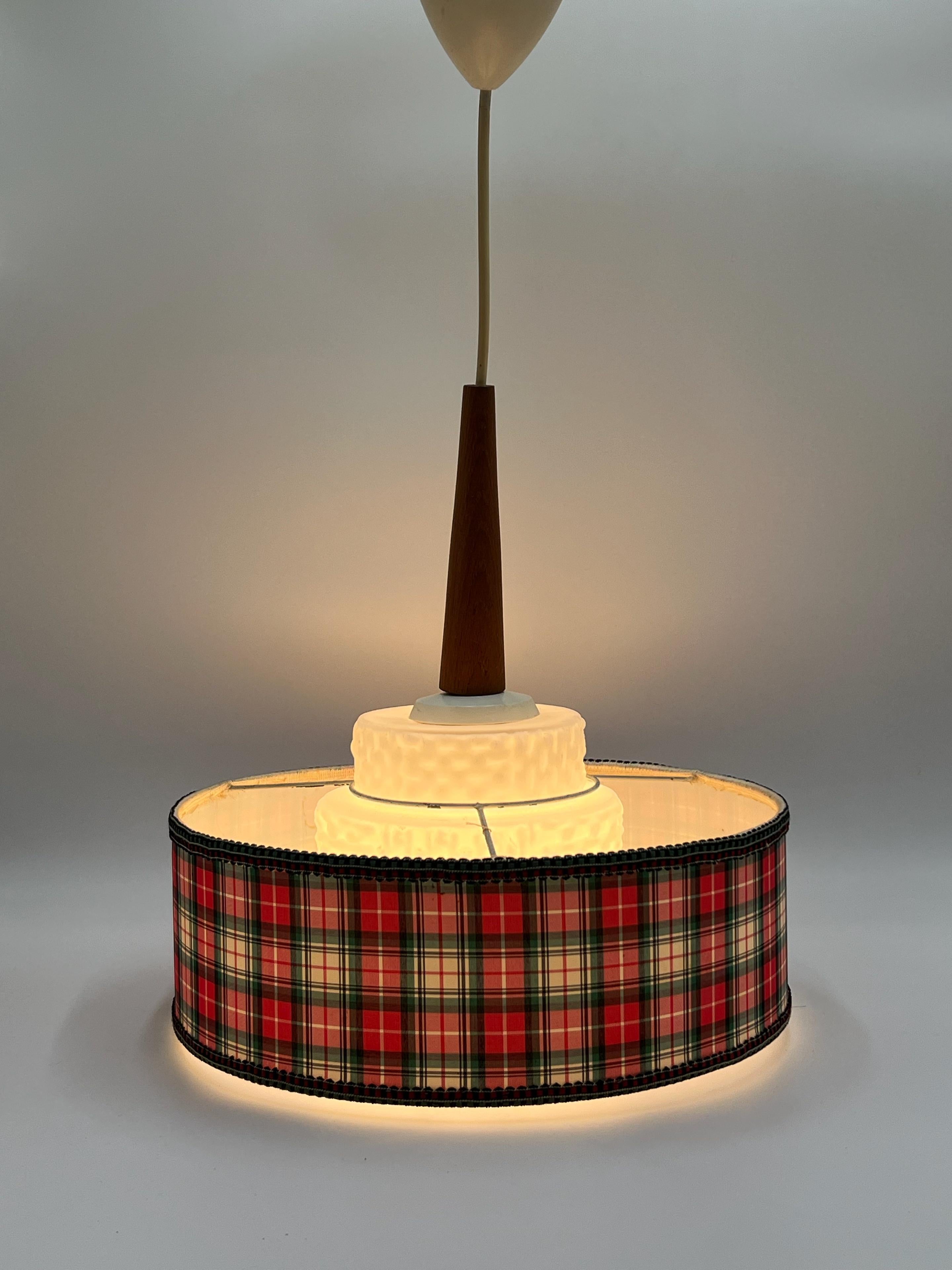 Lampe suspendue scandinave design en teck et verre des années 1960, Suède en vente 8