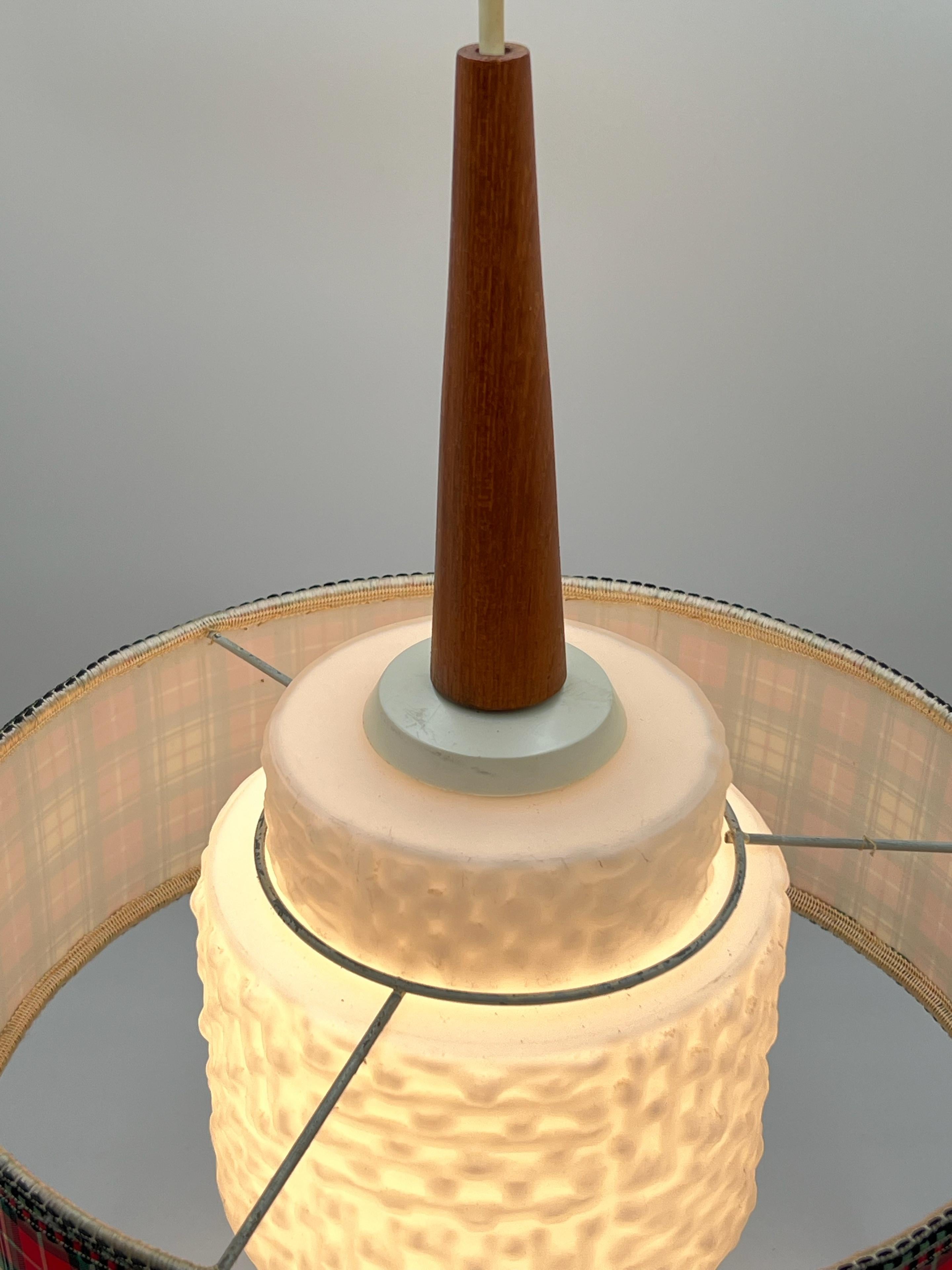 Lampe suspendue scandinave design en teck et verre des années 1960, Suède en vente 10