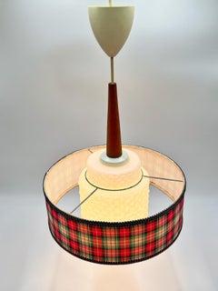 1960s Teak & Glass Pendant Lampe, Scandinavian Design Light, Sweden