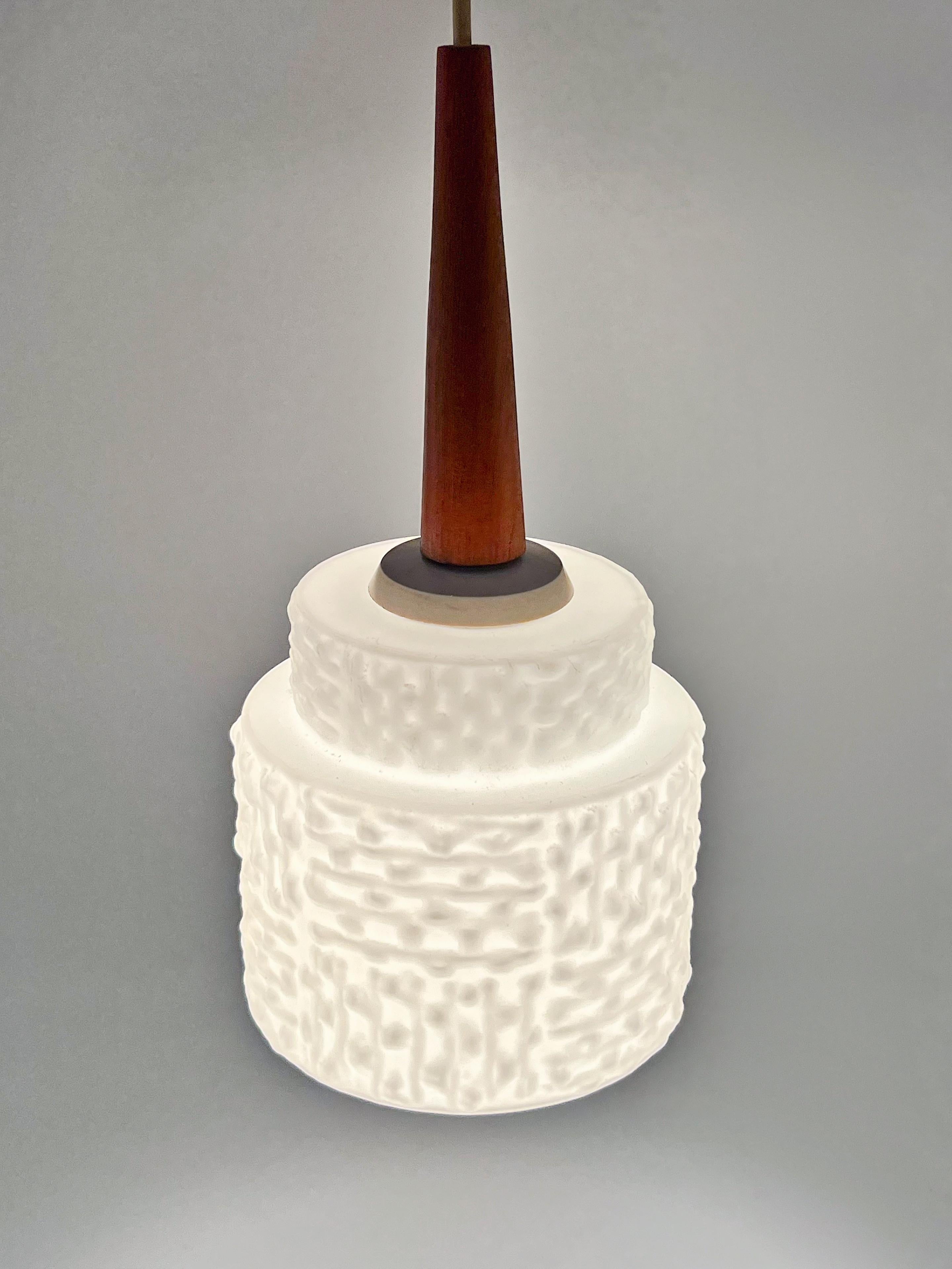 Lampe suspendue scandinave design en teck et verre des années 1960, Suède en vente 2
