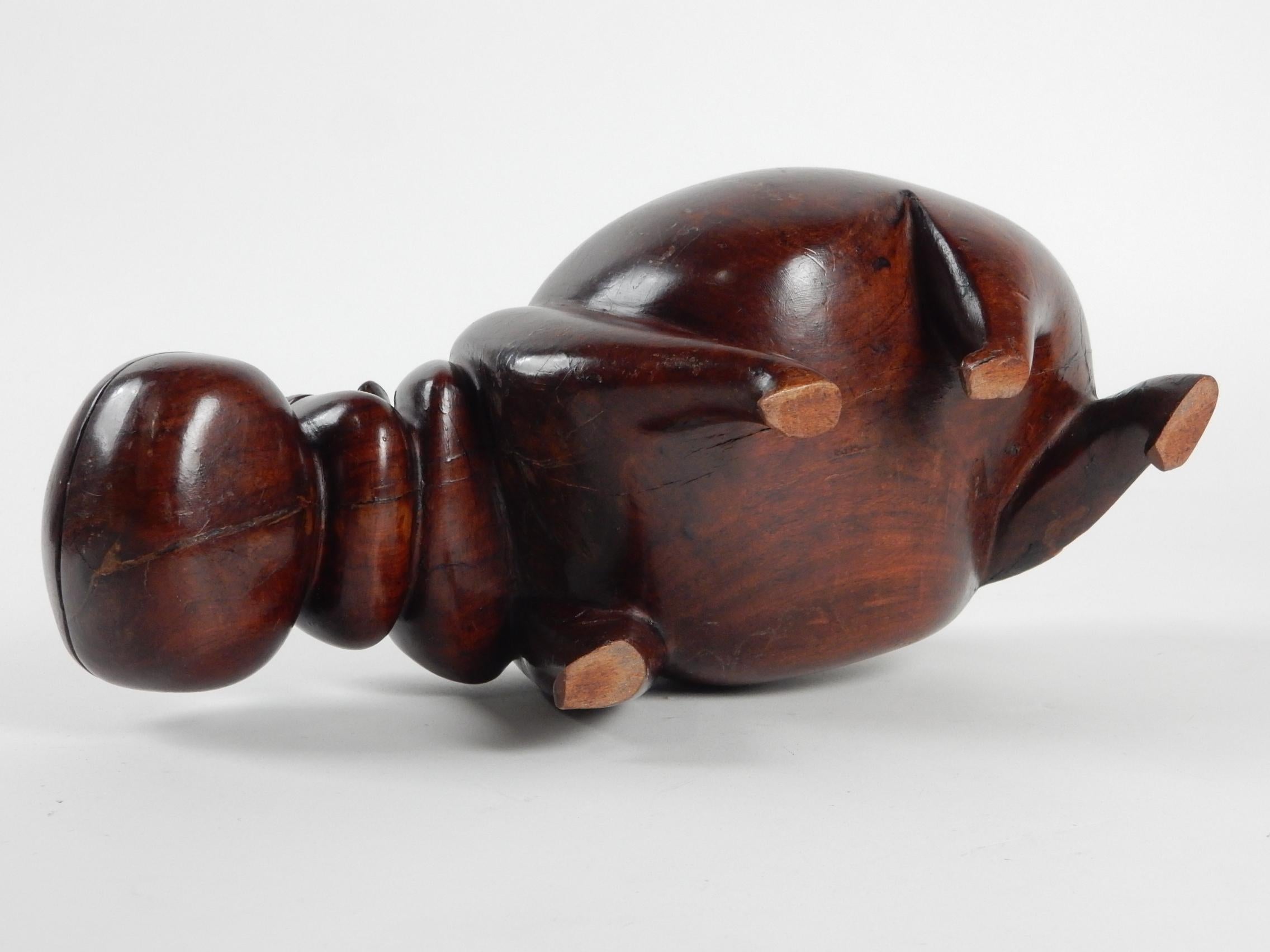 1960s Teak Hippopotamus Hippo Sculpture 1