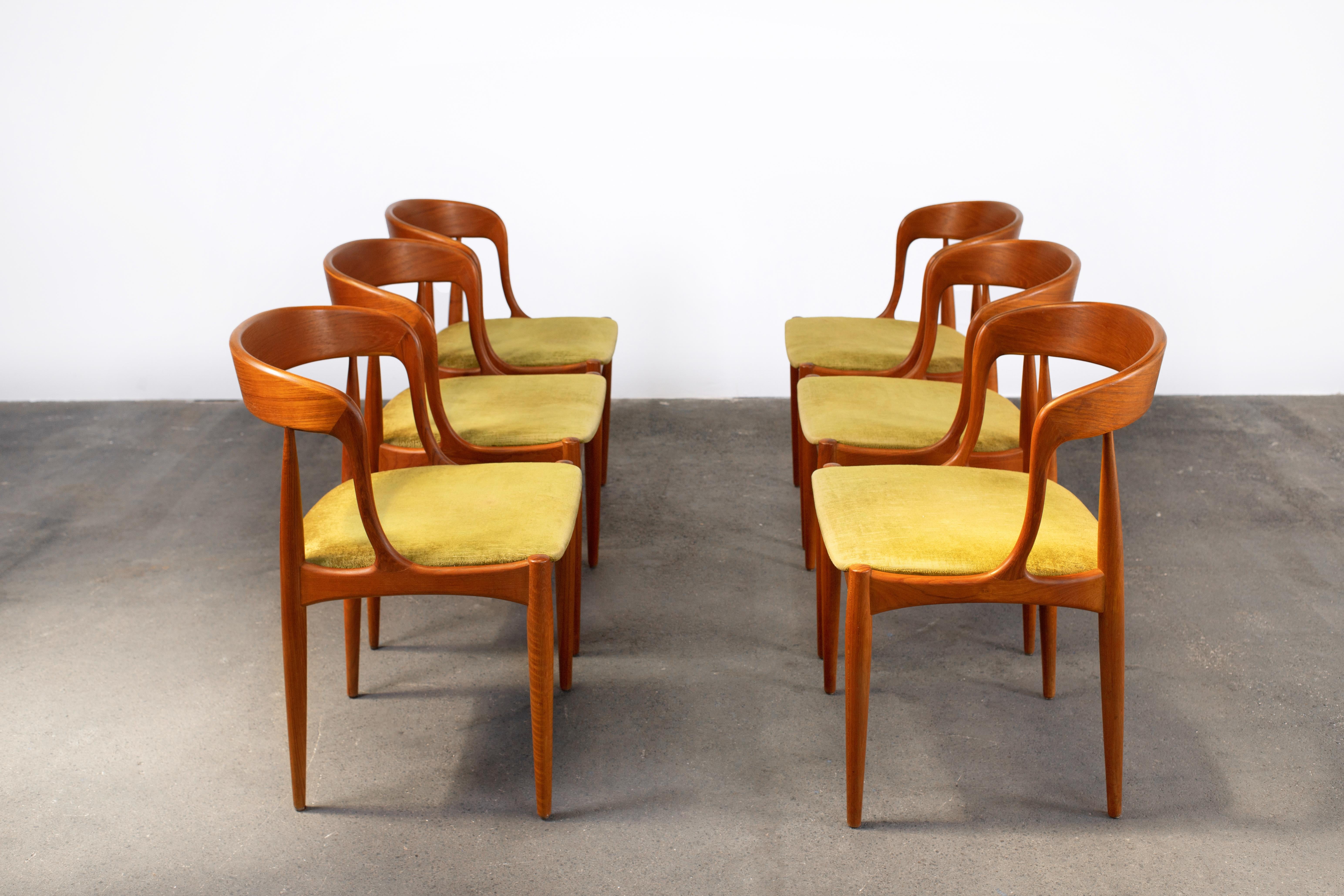 Esszimmerstühle aus Teakholz von Johannes Andersen für Uldum, Dänemark, 6er-Set, 1960er Jahre (Dänisch) im Angebot
