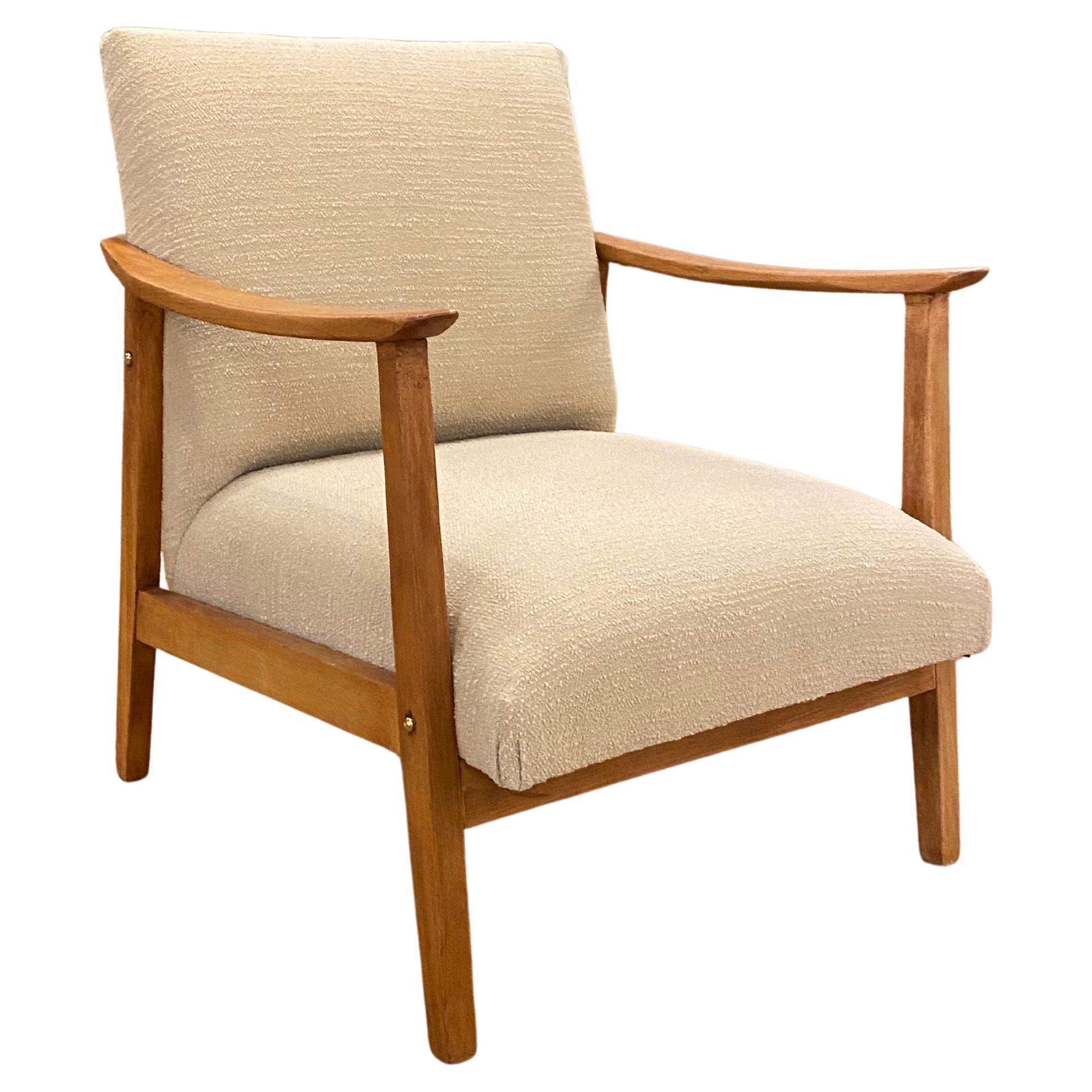 1960 Teak Poltrona Midcentury Modern Lana Neutro Danese Sedia Scandinava