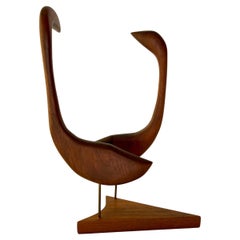1960s Teak Modernist Love Birds Sculpture