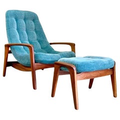 1960s Teak R Huber Scoop Chair and Ottoman