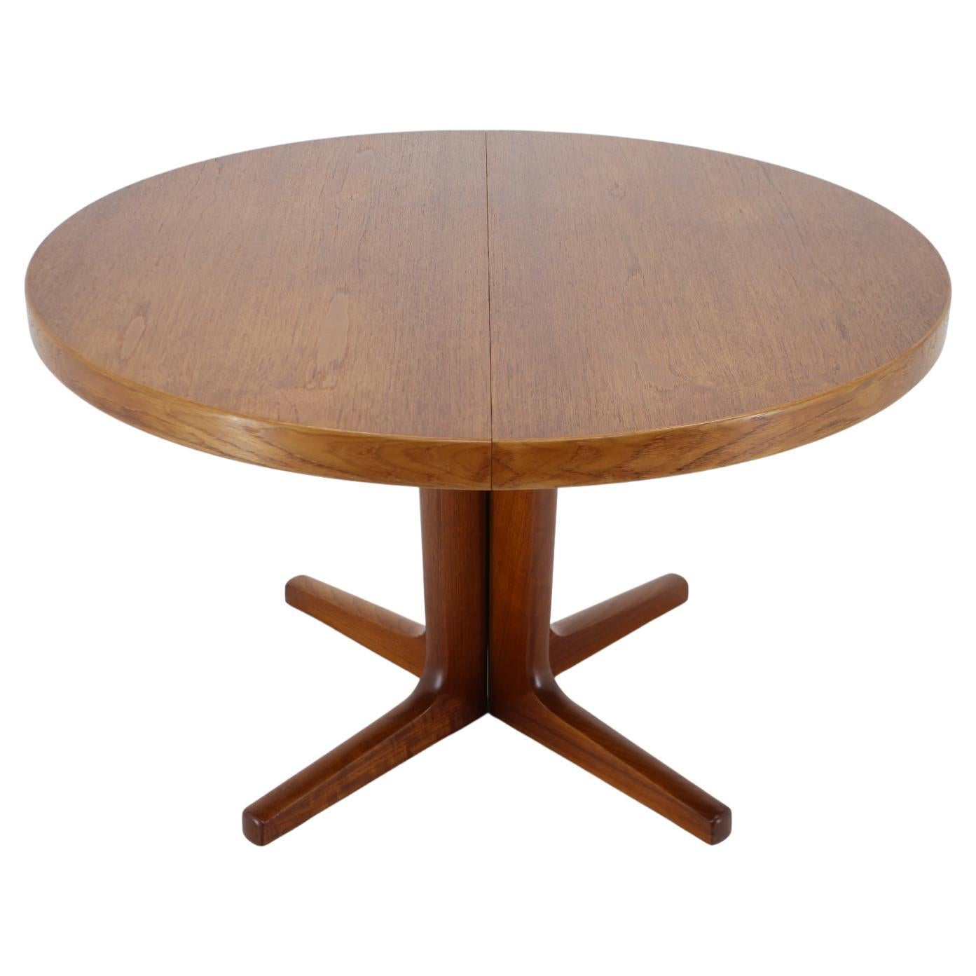 Round Danish Teak Dining Table Large Three Leaves at 1stDibs