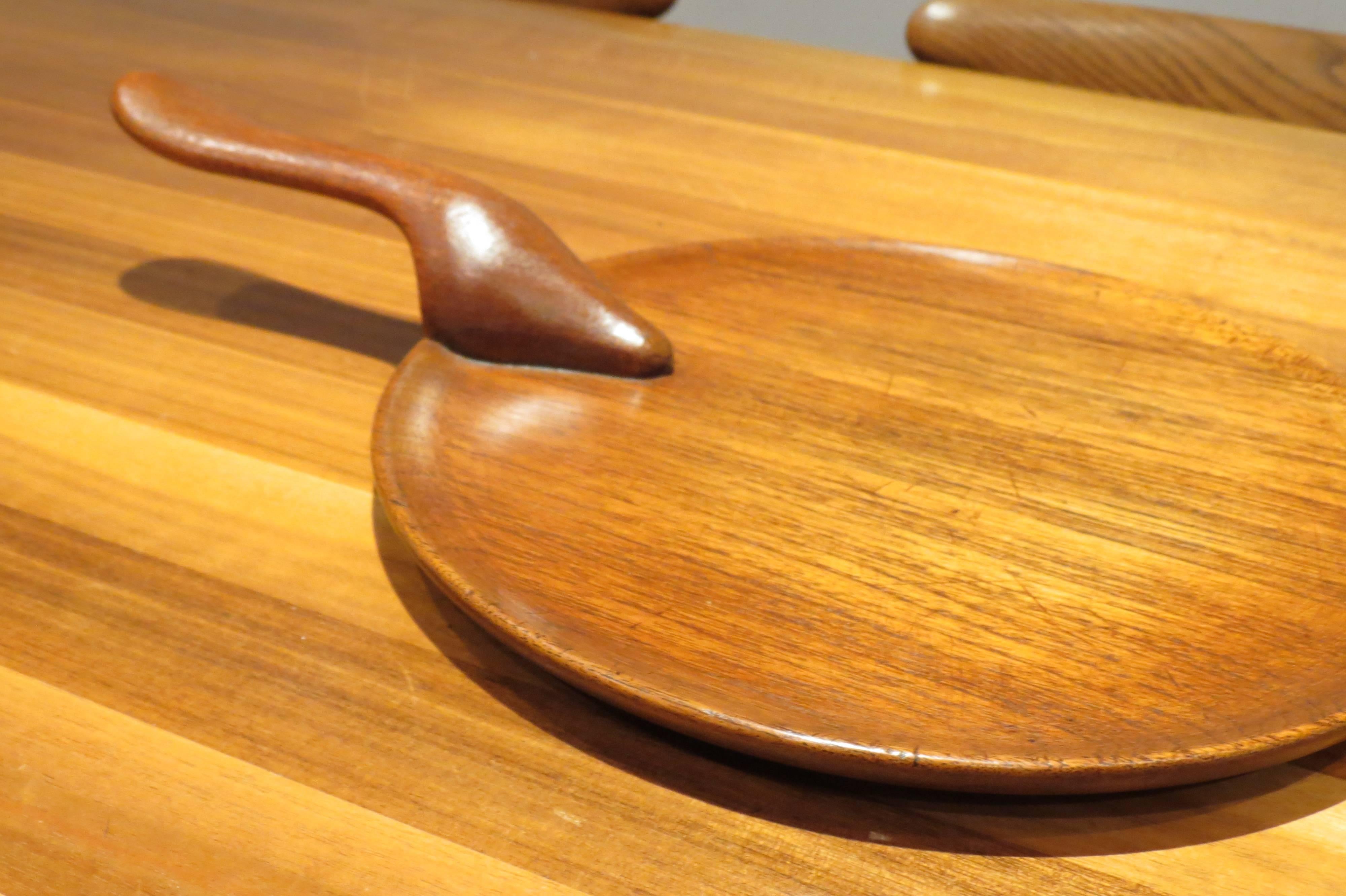 1960s Teak Serving Tray with Handle by Kay Bojesen 1