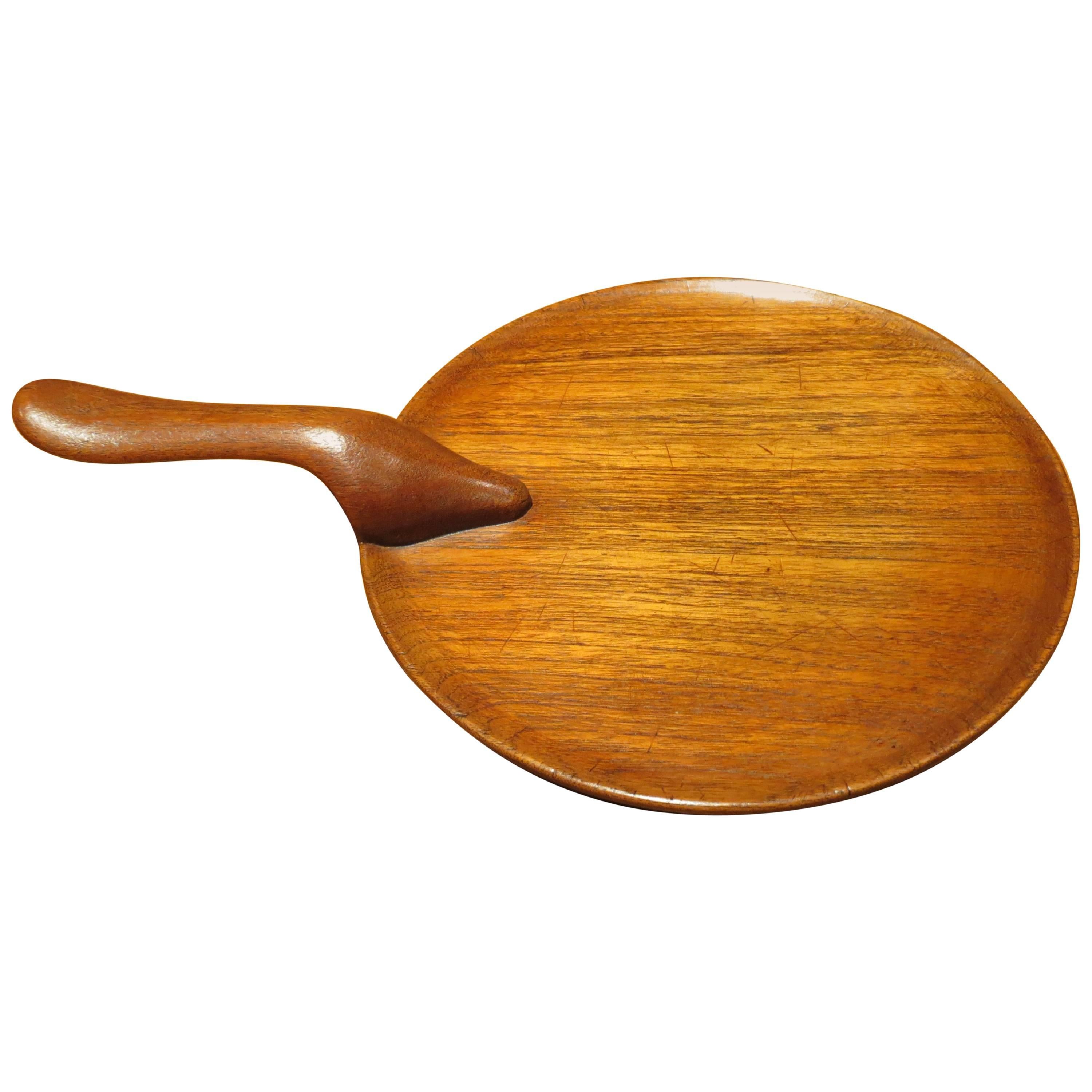 1960s Teak Serving Tray with Handle by Kay Bojesen
