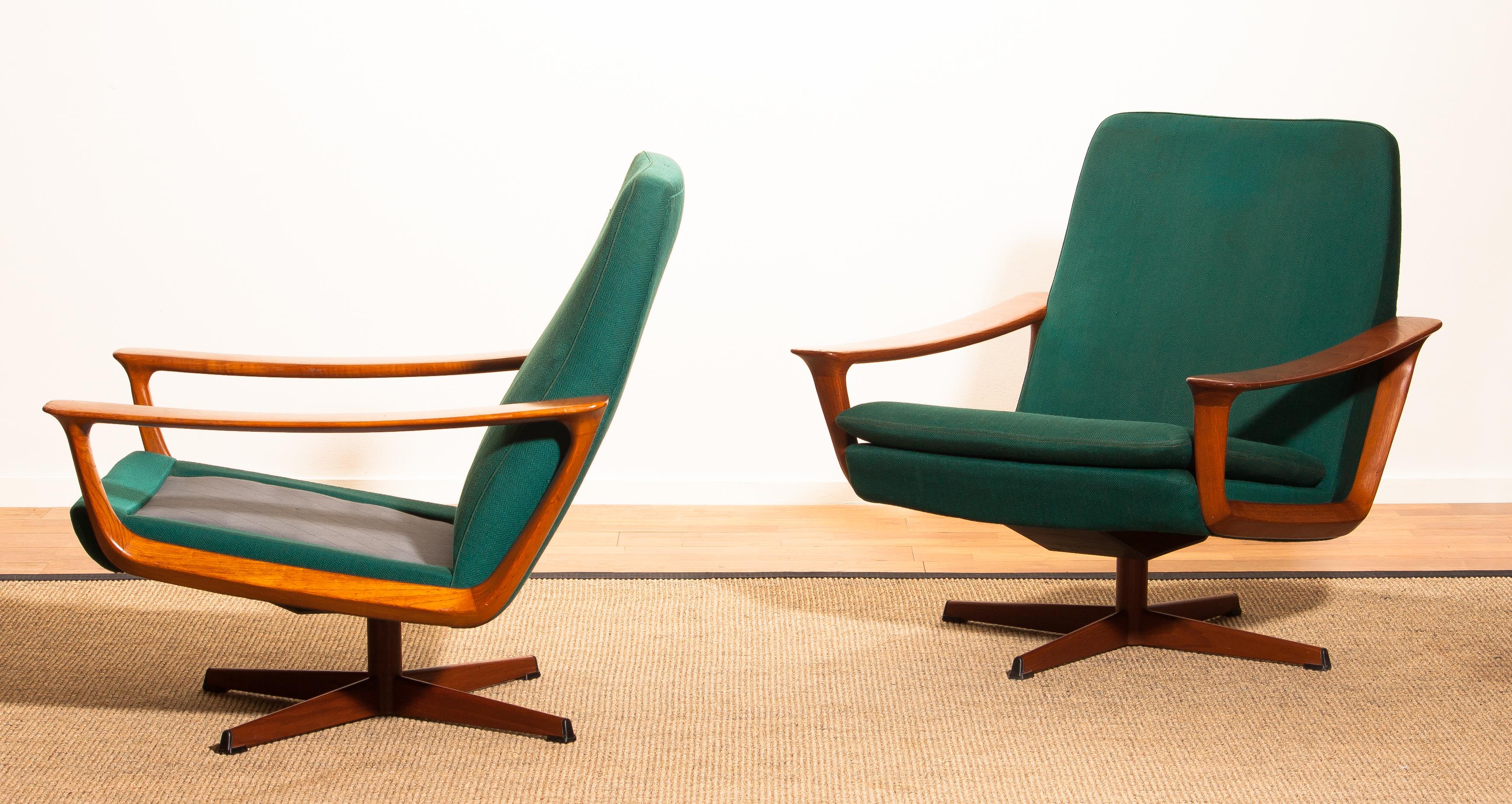 1960s, Teak Set of Two Swivel Chairs by Johannes Andersson for Trensum Denmark In Good Condition In Silvolde, Gelderland