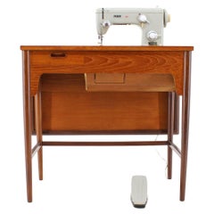 1960s Teak Sewing Table or Table with Built in Sewing Machine, Denmark