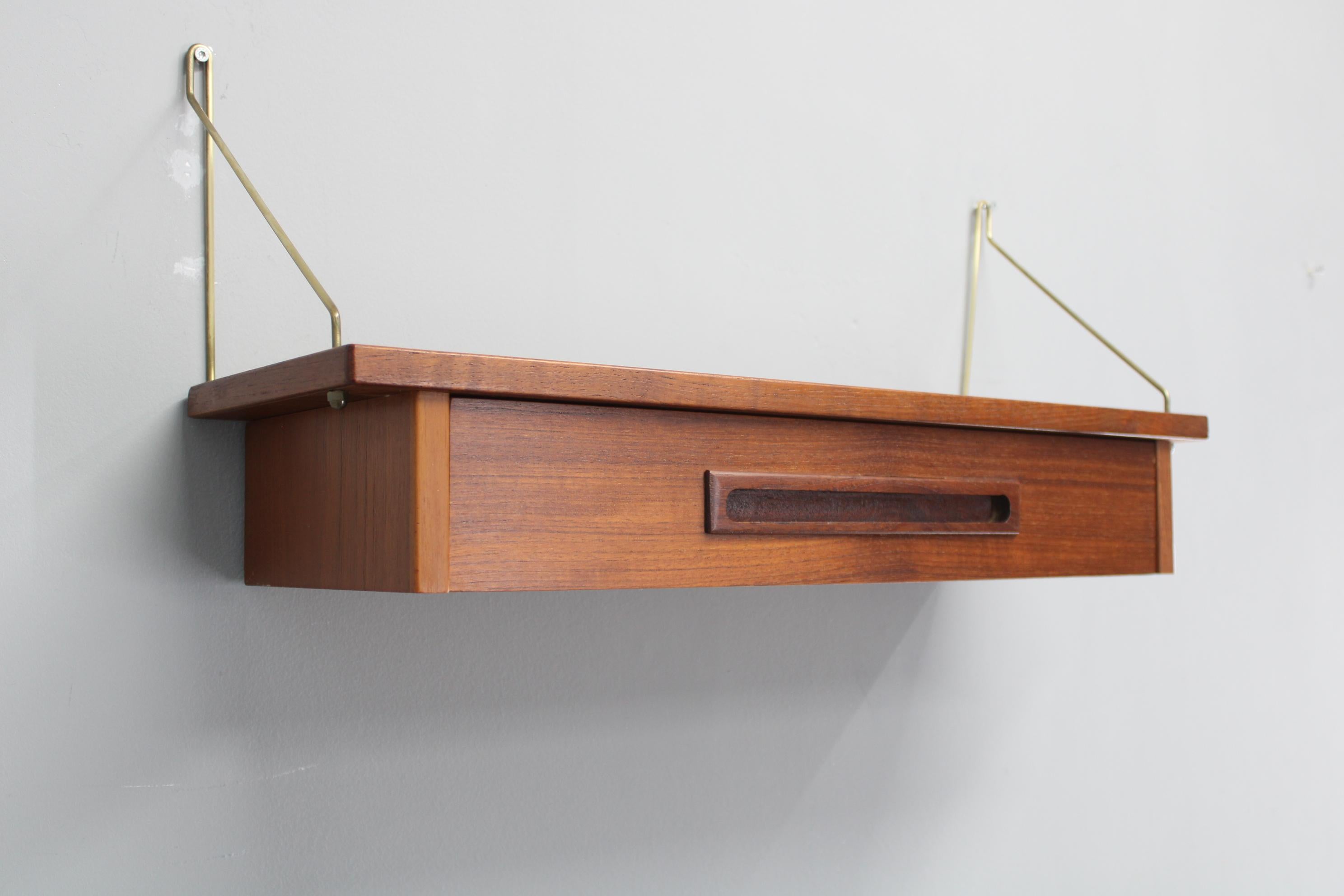 1960s Teak Shelf with Drawer, Denmark For Sale 4