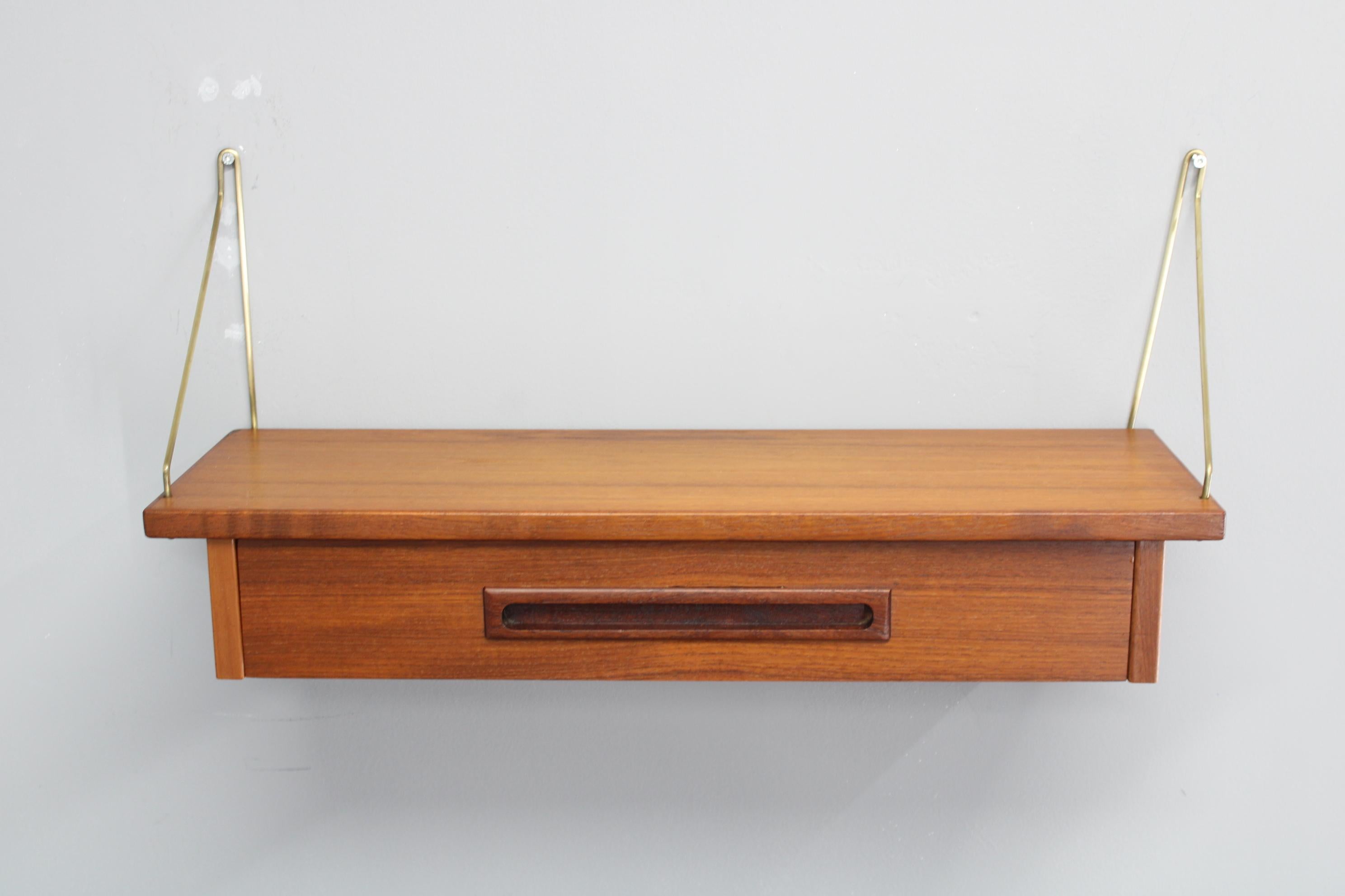 Mid-Century Modern 1960s Teak Shelf with Drawer, Denmark For Sale