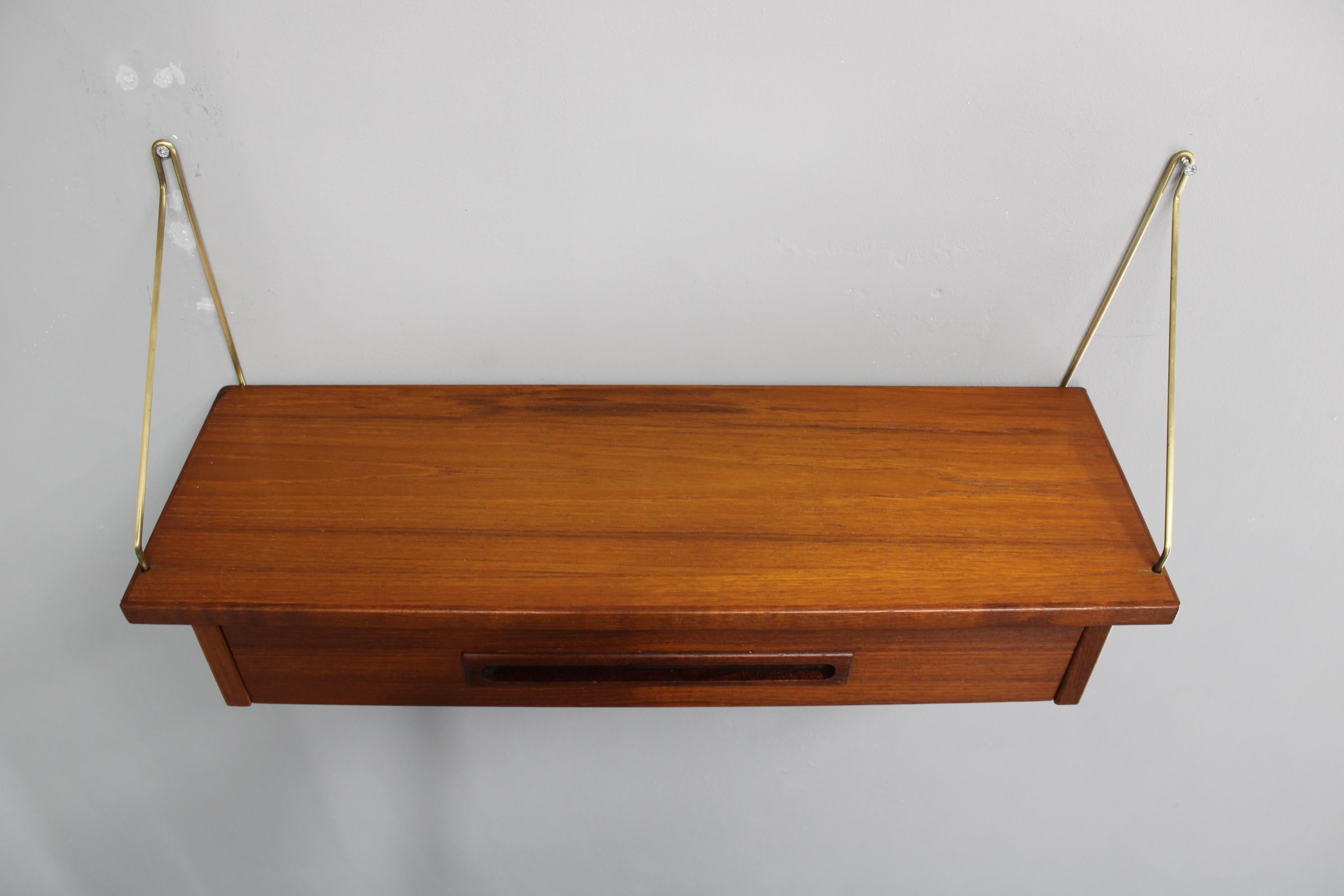 Danish 1960s Teak Shelf with Drawer, Denmark For Sale