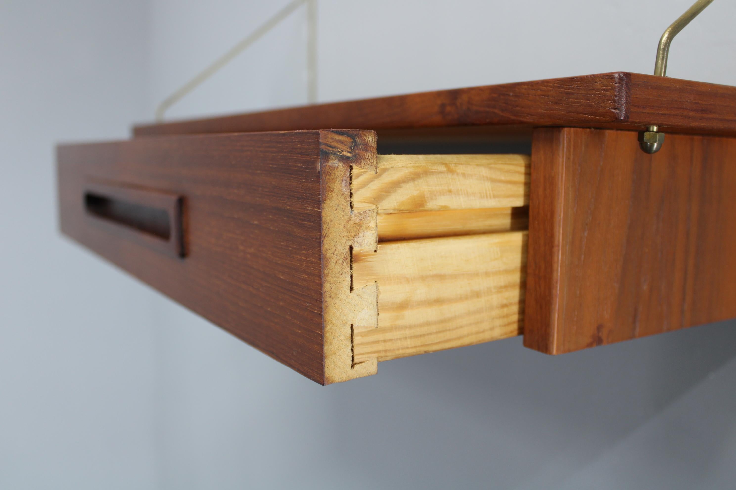 Mid-20th Century 1960s Teak Shelf with Drawer, Denmark For Sale