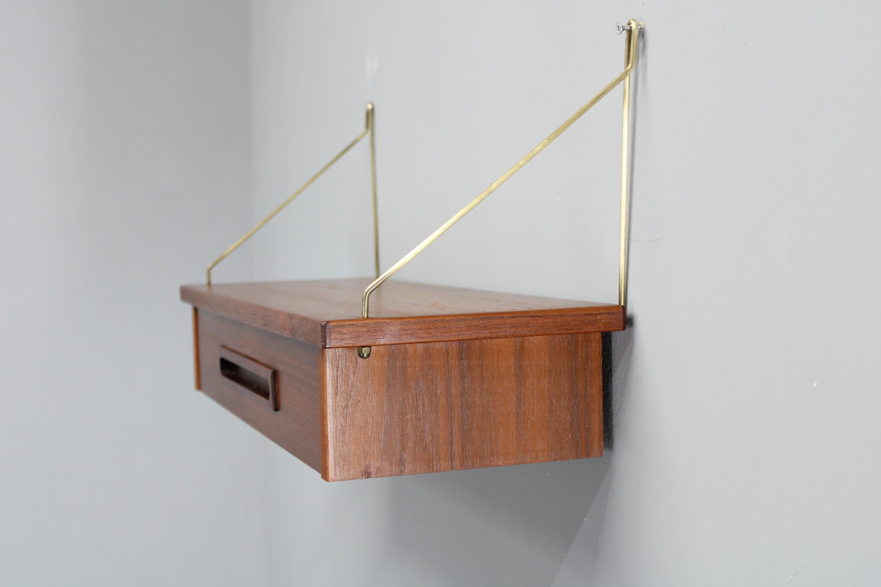 1960s Teak Shelf with Drawer, Denmark For Sale 2