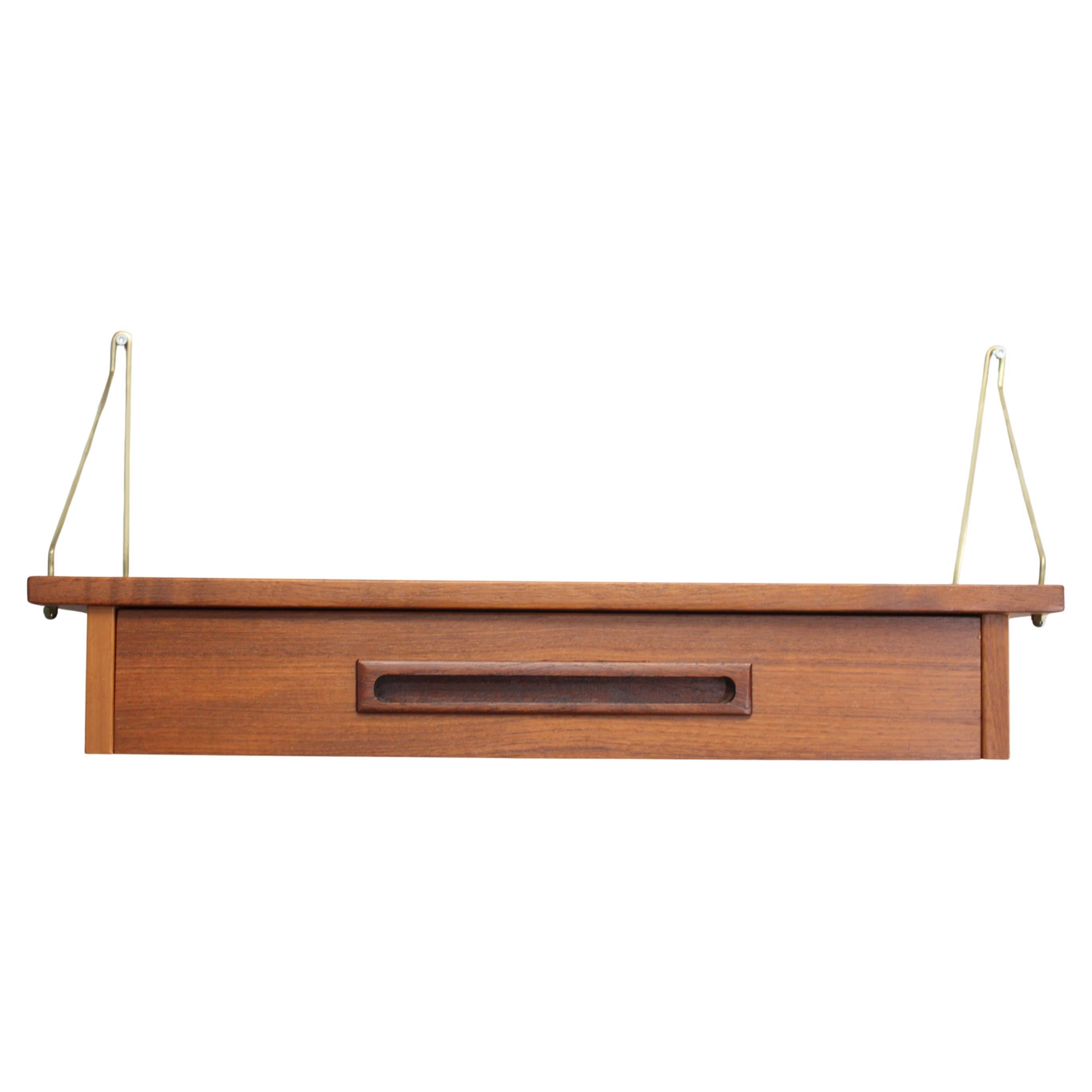 1960s Teak Shelf with Drawer, Denmark For Sale