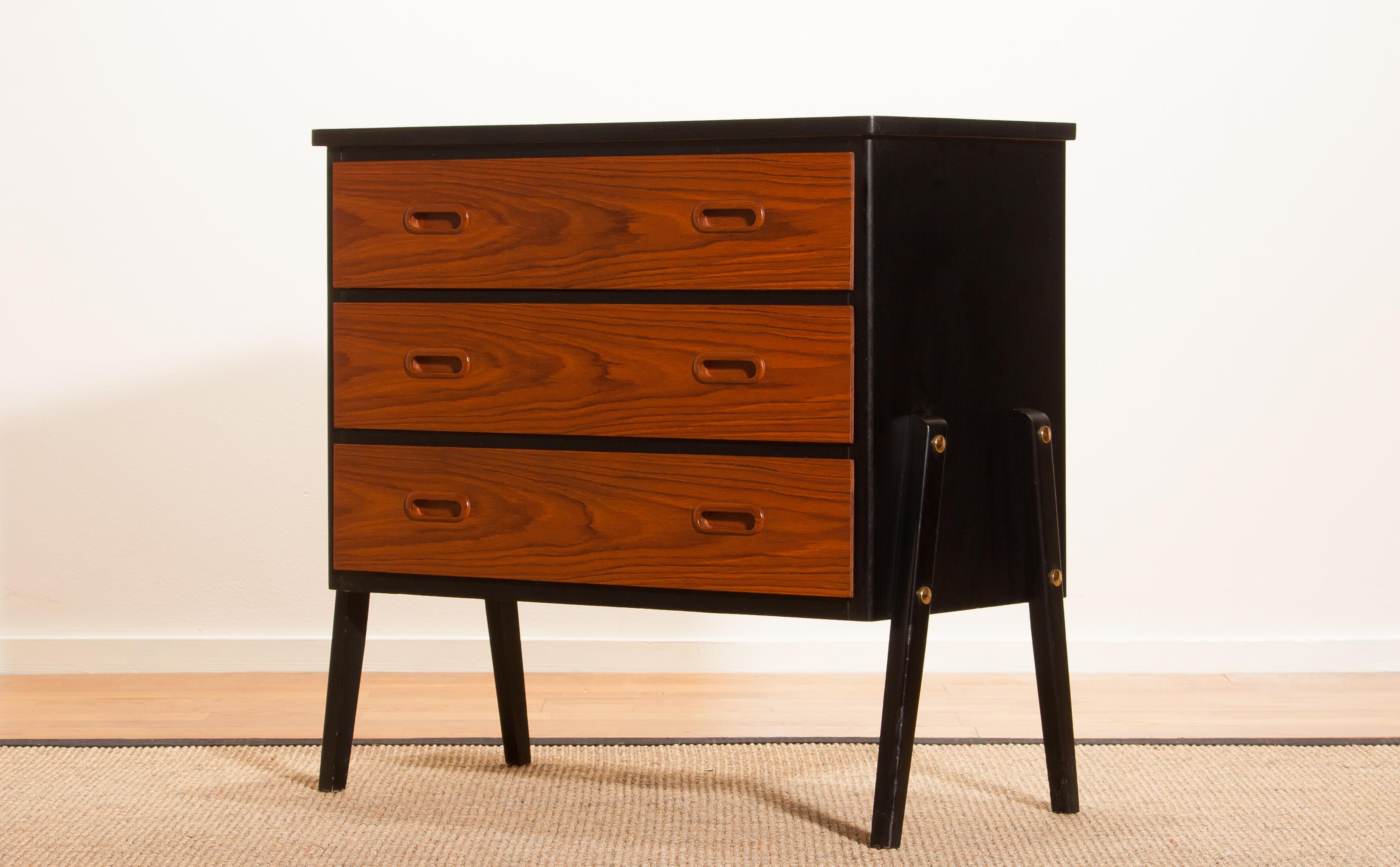 1960s, Teak Small Chest of Drawers by Gyllenvaans Möbler, Sweden 1