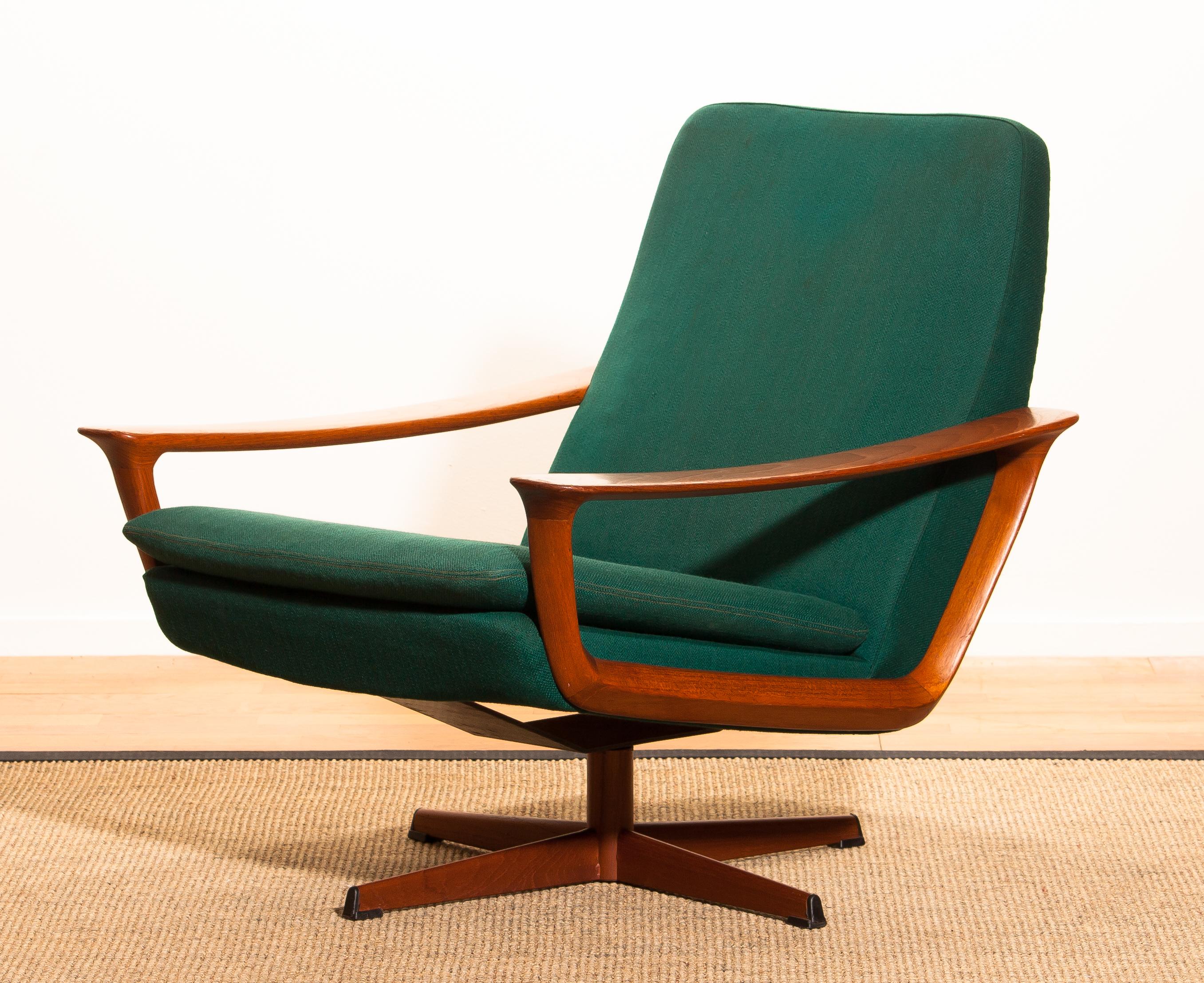 Mid-20th Century 1960s, Teak Swivel Chair by Johannes Andersen for Trensum Denmark