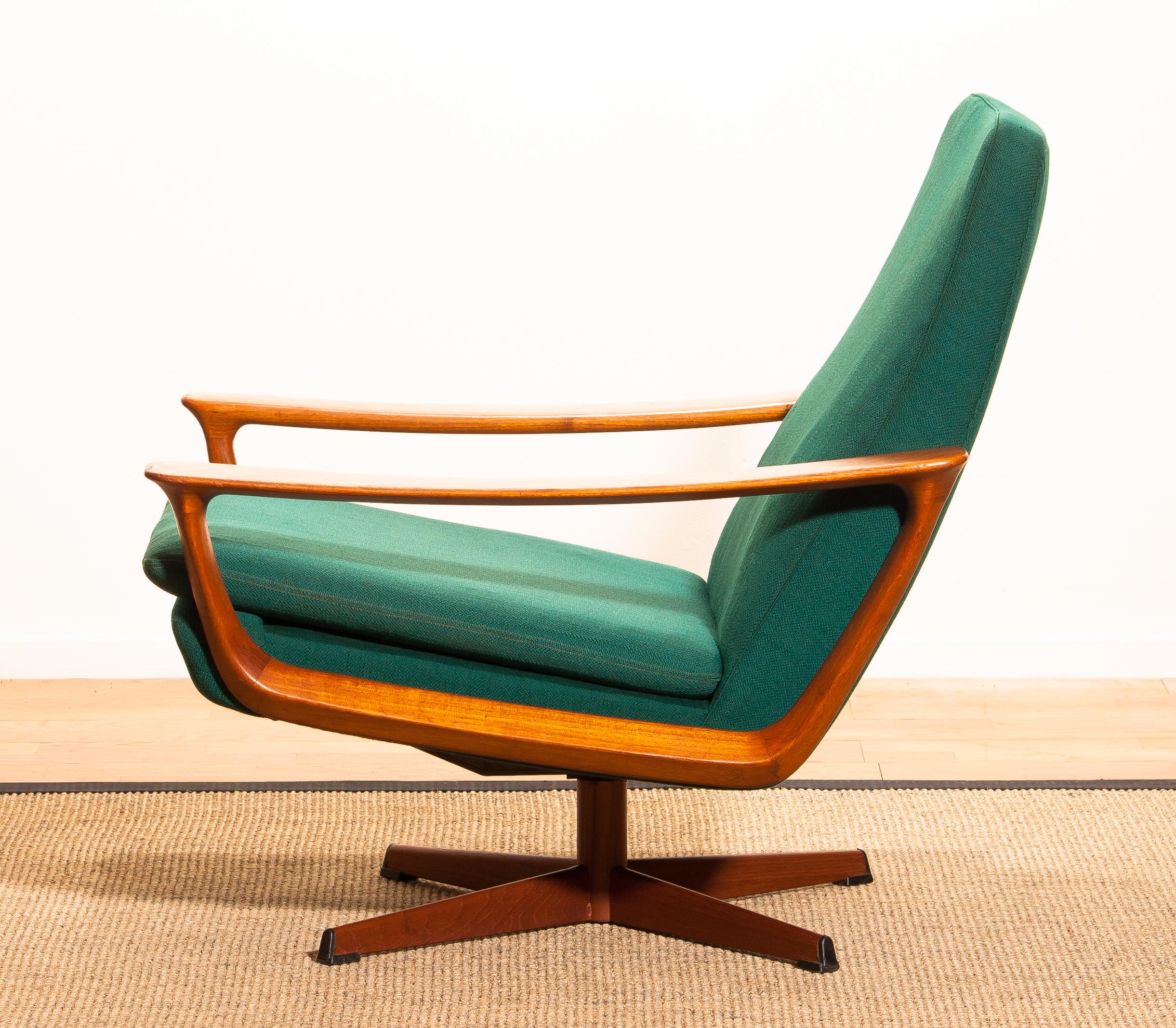 Metal 1960s, Teak Swivel Chair by Johannes Andersen for Trensum Denmark